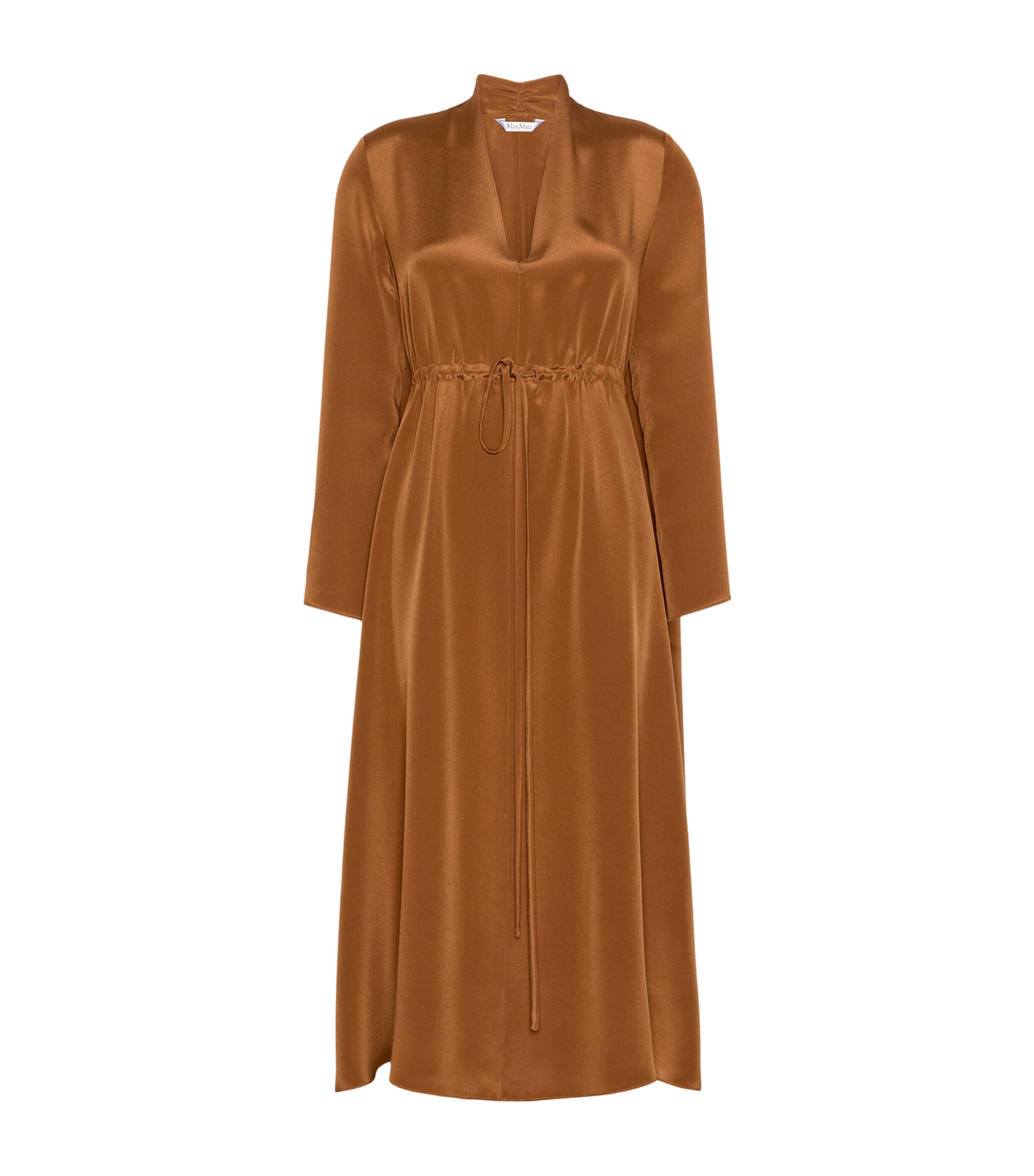 Max Mara Womens Silk Midi Dress Tobacco