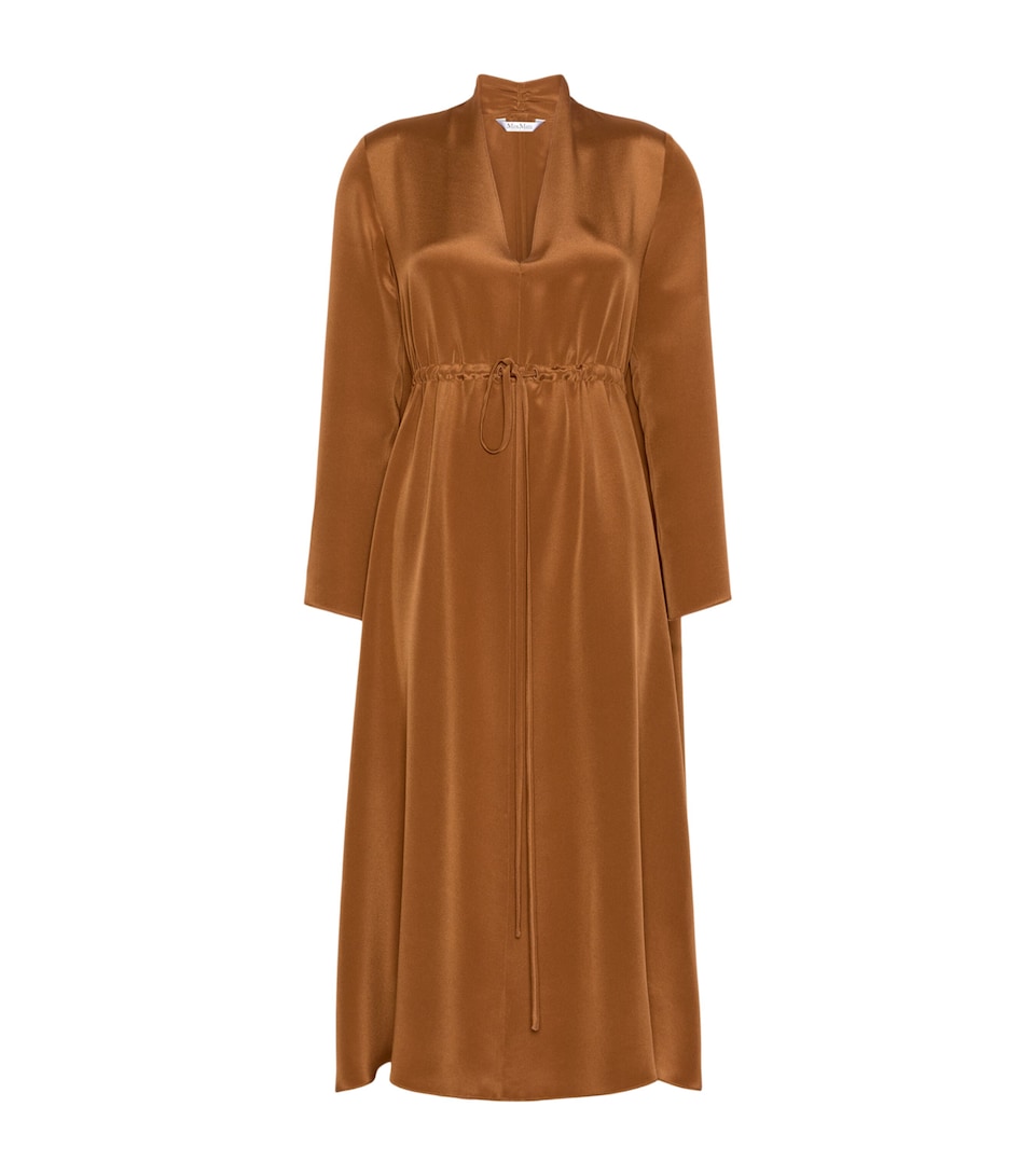 Max Mara Womens Silk Midi Dress Tobacco