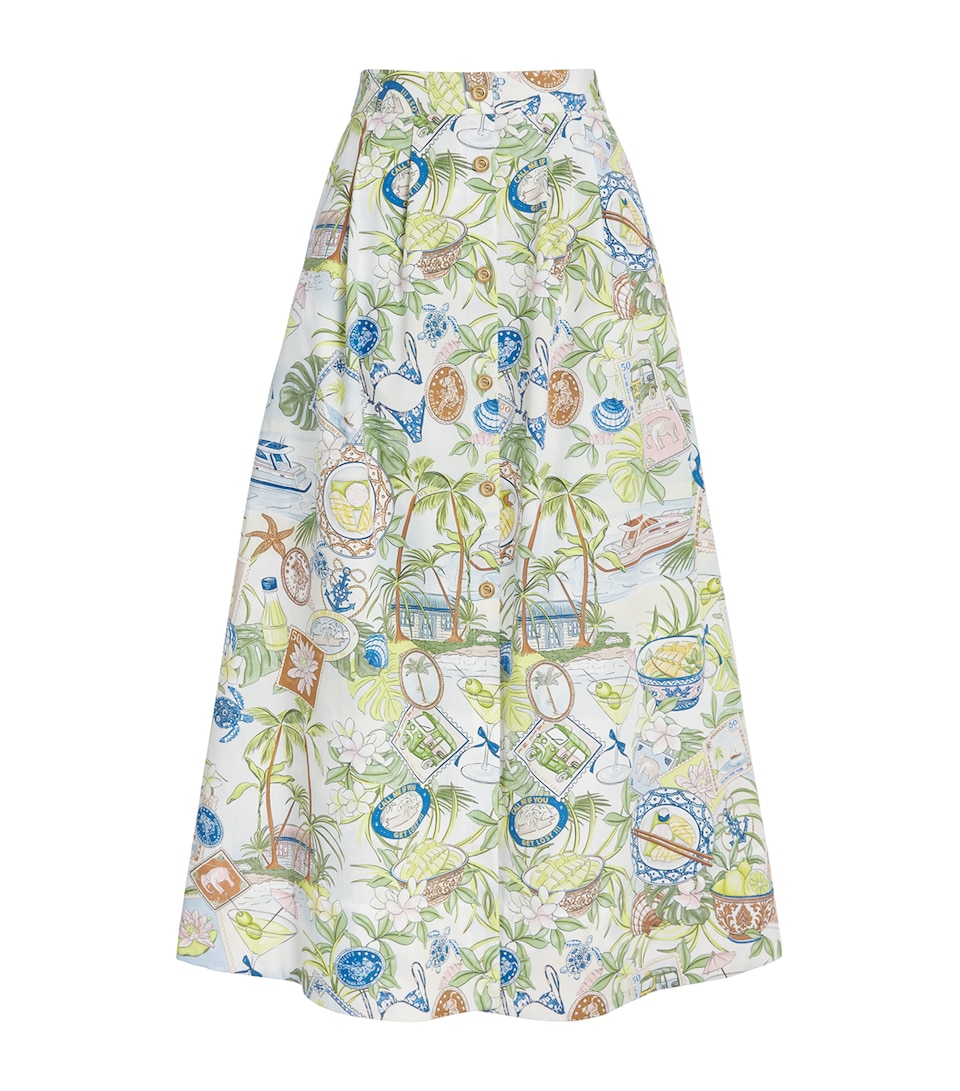 Maje Womens Postcard Print Maxi Skirt Postcard Print