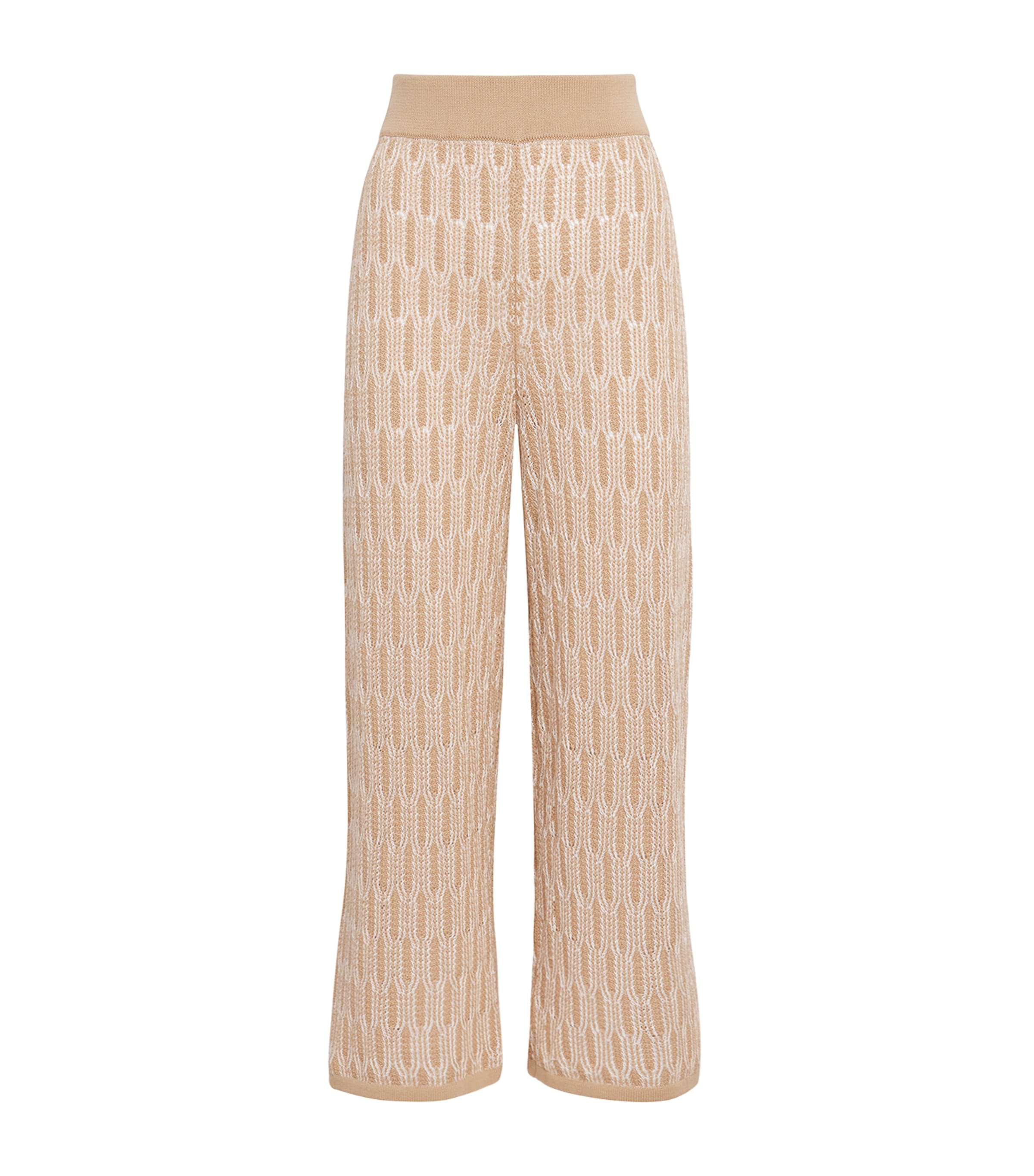 Lafayette 148 Womens Cotton Lace-Knit Wide-Leg Trousers Natum Natural Multi