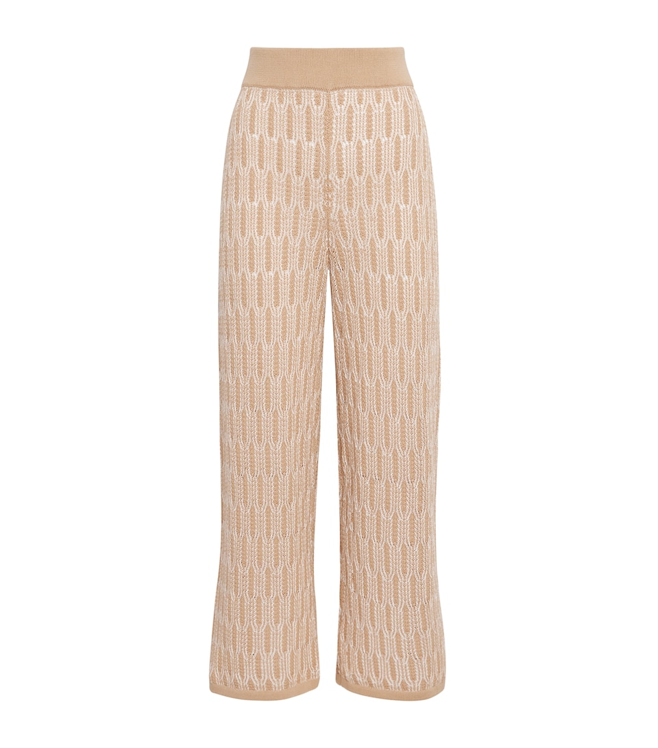 Lafayette 148 Womens Cotton Lace-Knit Wide-Leg Trousers Natum Natural Multi