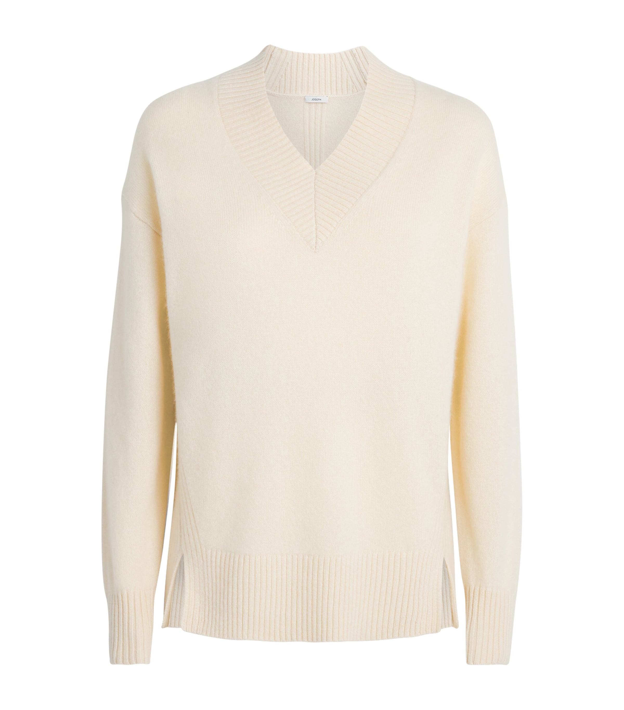 Joseph Womens Cashmere V-Neck Zinnia Sweater Sandstone
