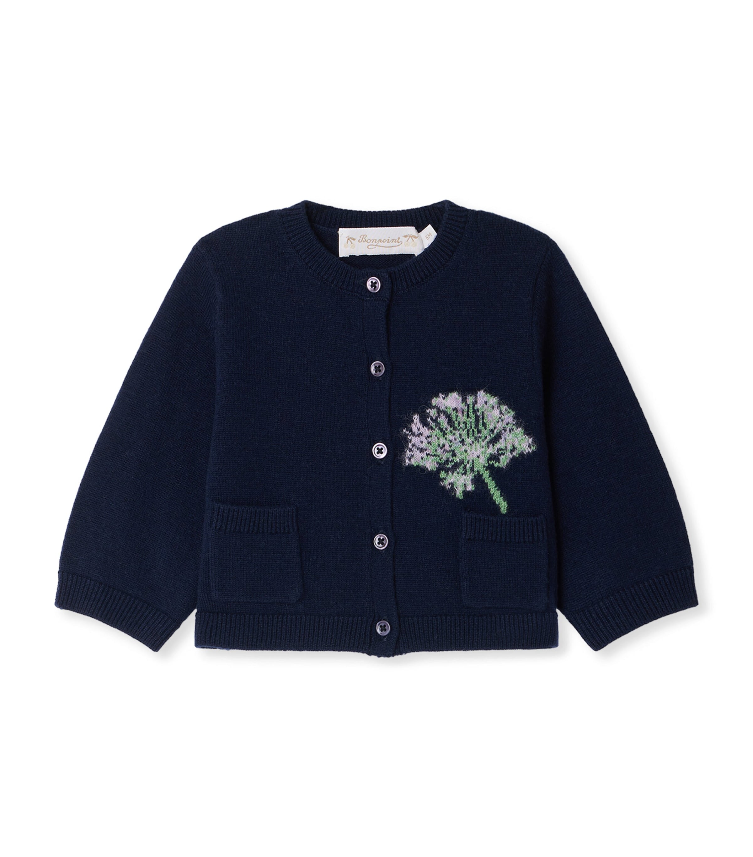 Bonpoint Wool Embroidered Cardigan (2-3 Years) Upb Bleu