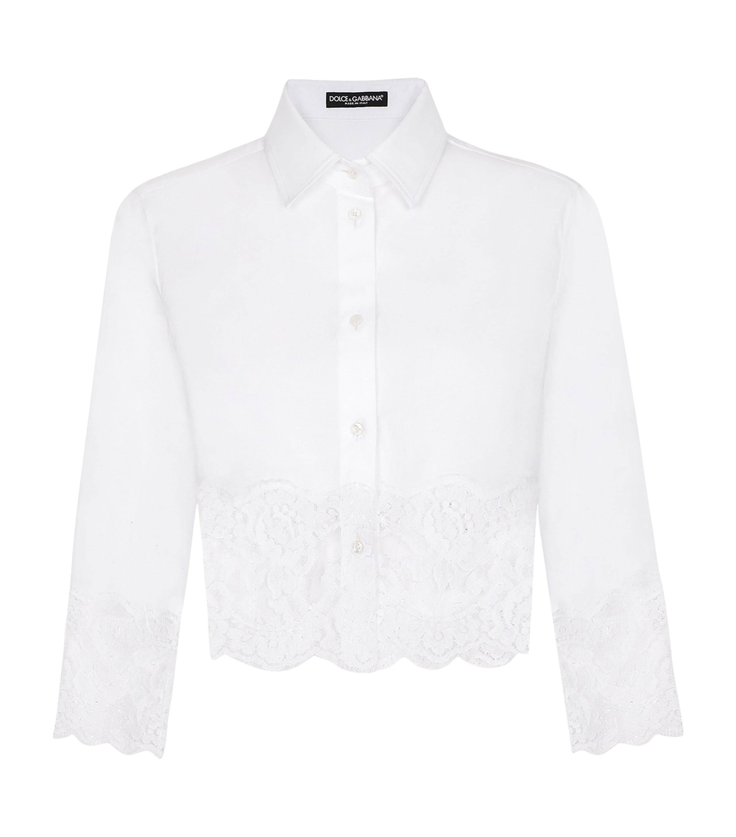 Cropped Lace-Trim Shirt
