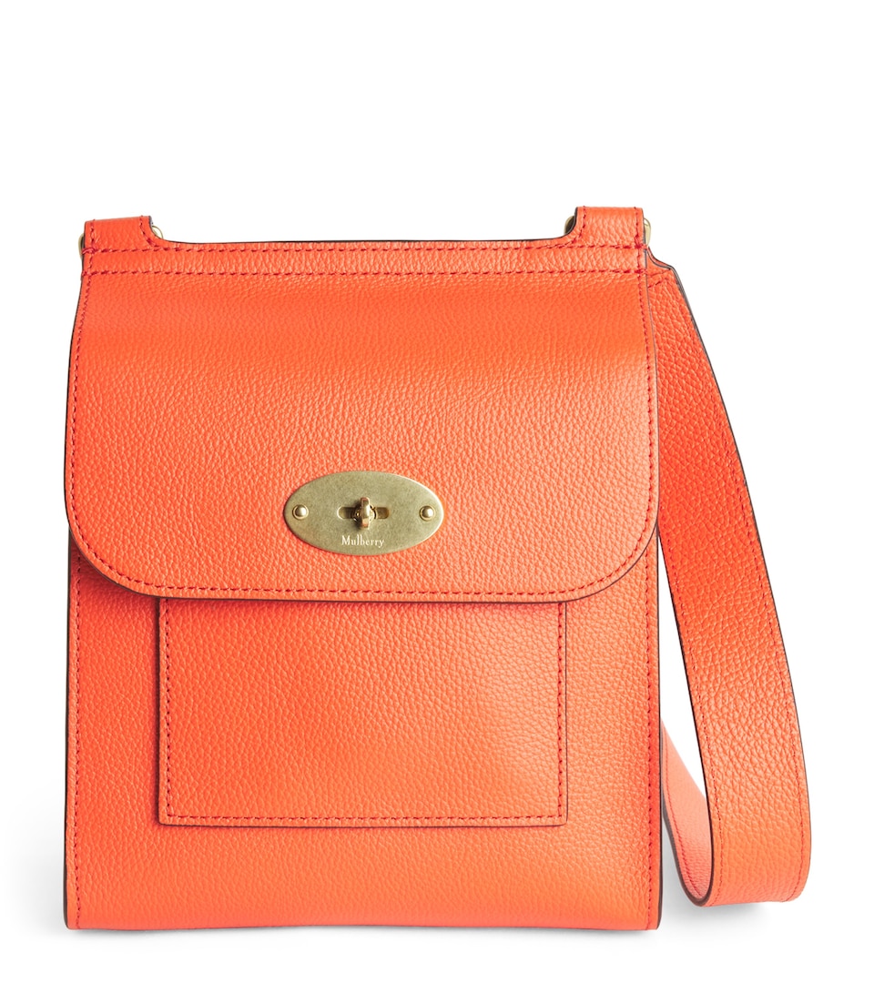 Mulberry Small Leather Antony Cross-Body Bag Coral Orange