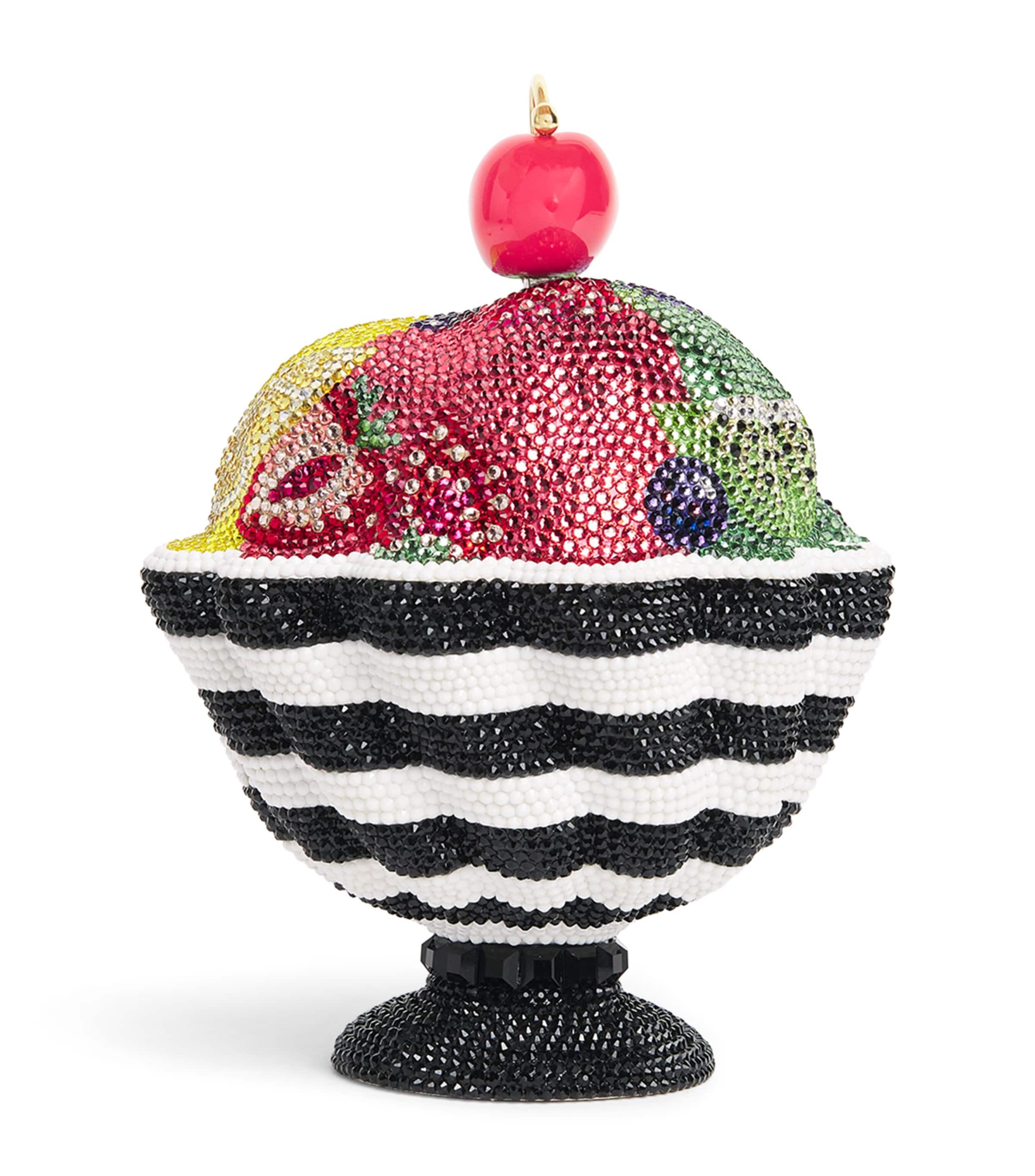 Judith Leiber Embellished Ice Cream Sundae Gelato Clutch Bag Silver Chalk Multi