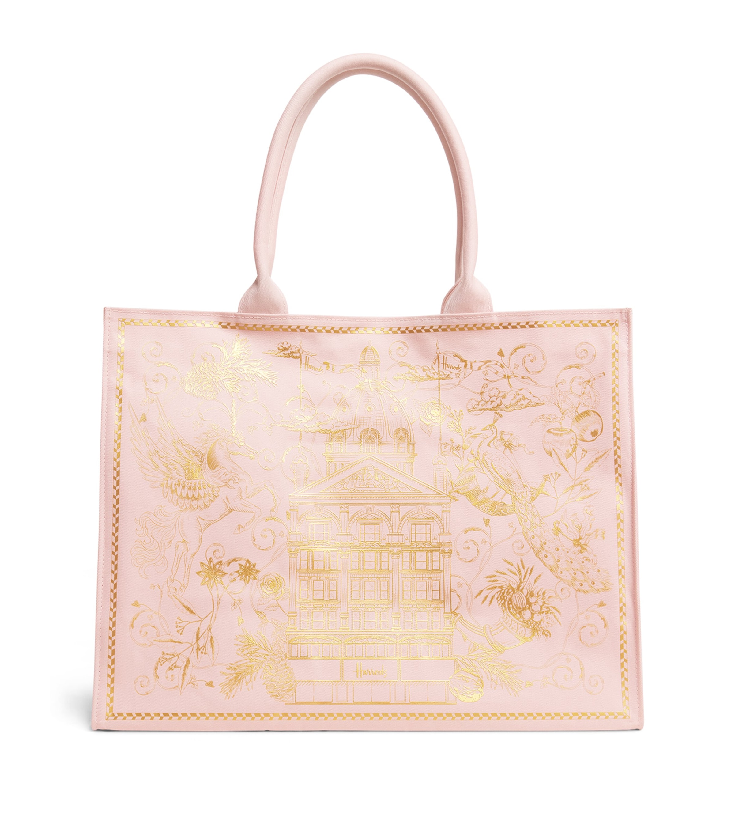 Harrods Gold Building Shopper Bag Multi Print