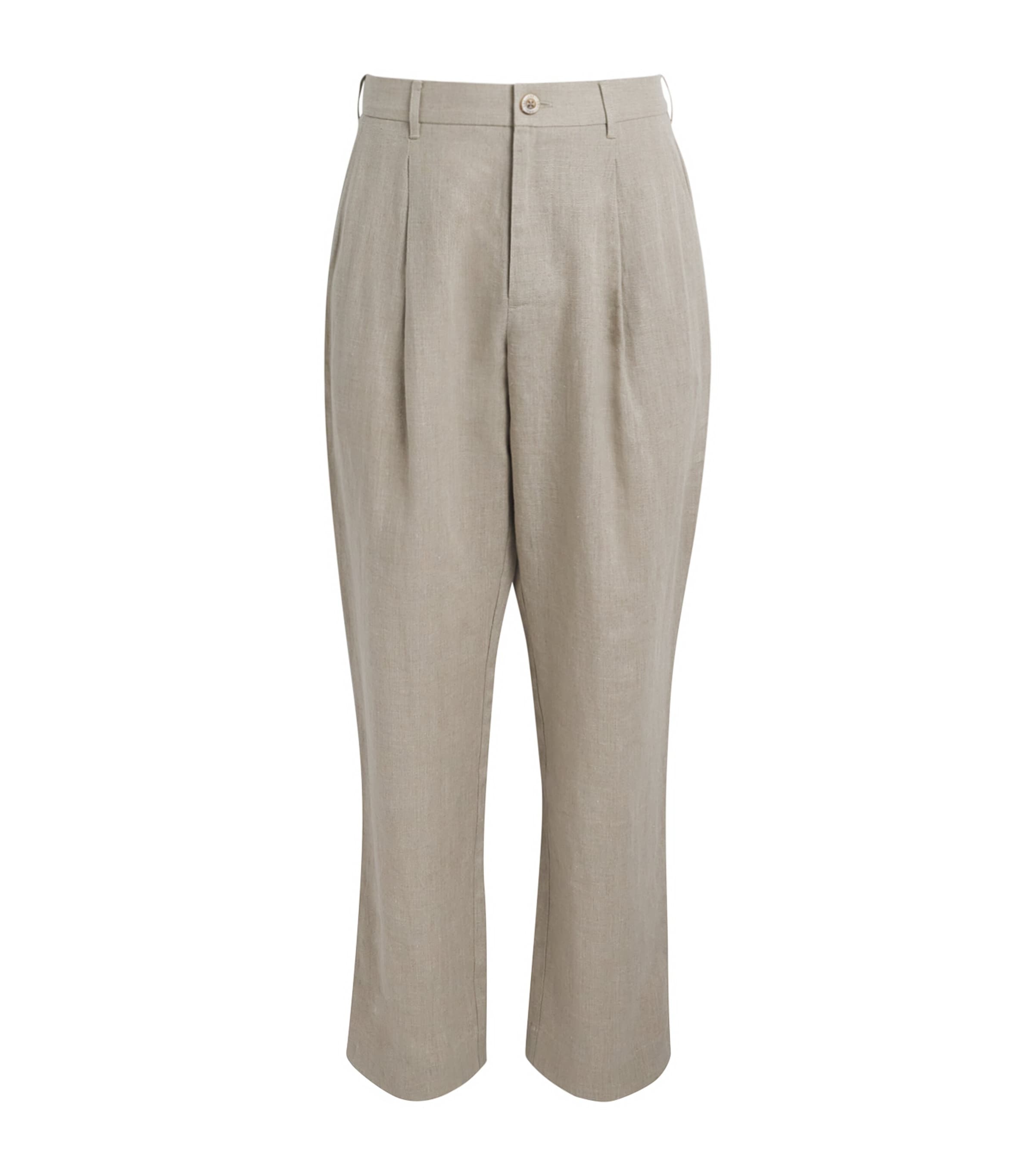 CHÉ Mens Linen Pleated Nassau Trousers Oat