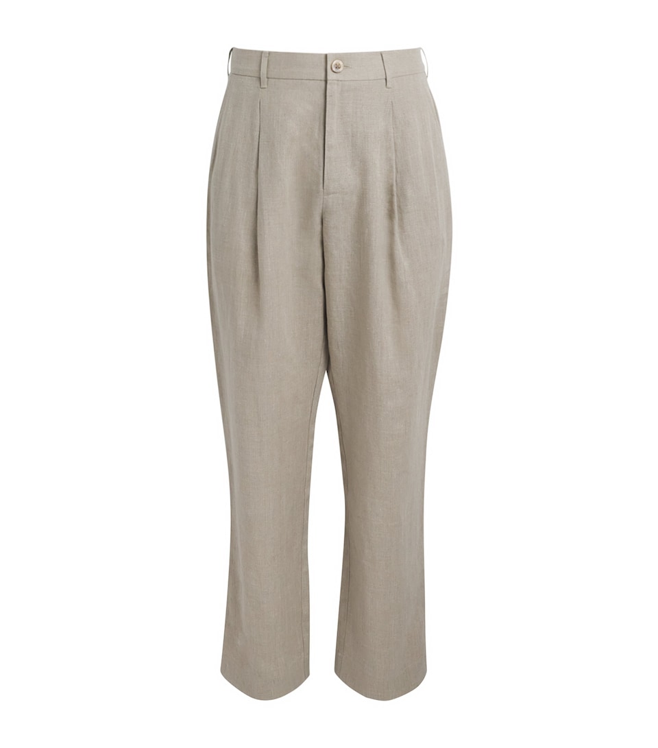 CHÉ Mens Linen Pleated Nassau Trousers Oat