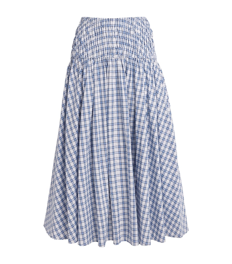 Maje Womens Embellished Check Midi Skirt Blue Check Print
