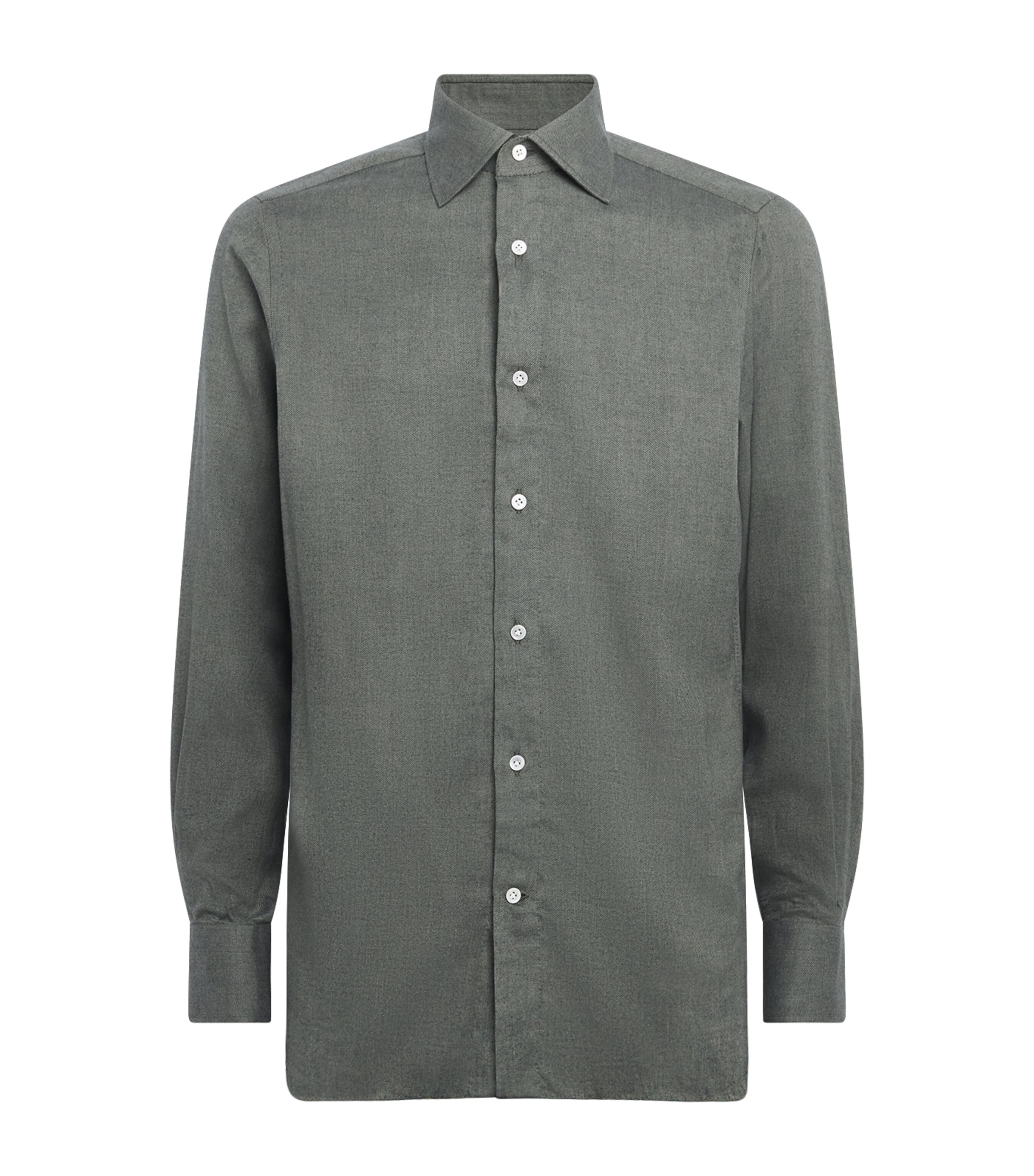 100HANDS Mens Herringbone Shirt Green