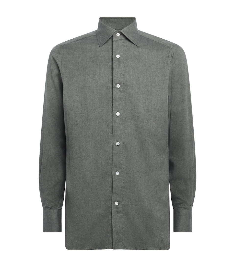 100HANDS Mens Herringbone Shirt Green