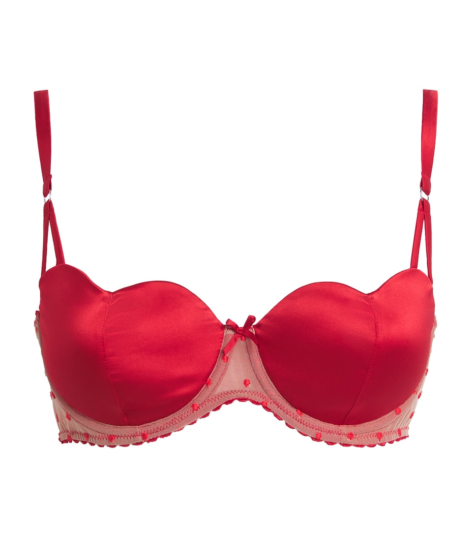 Fleur Du Mal Womens Amour Balconette Bra Rouge