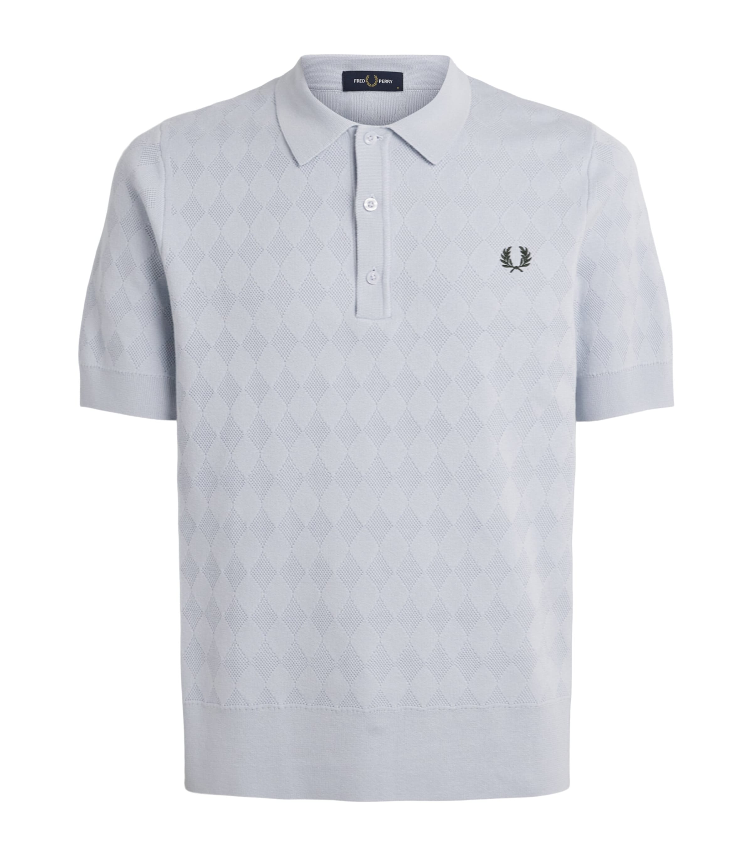 Fred Perry Mens Cotton Pointelle Polo shirt Dusky Blue