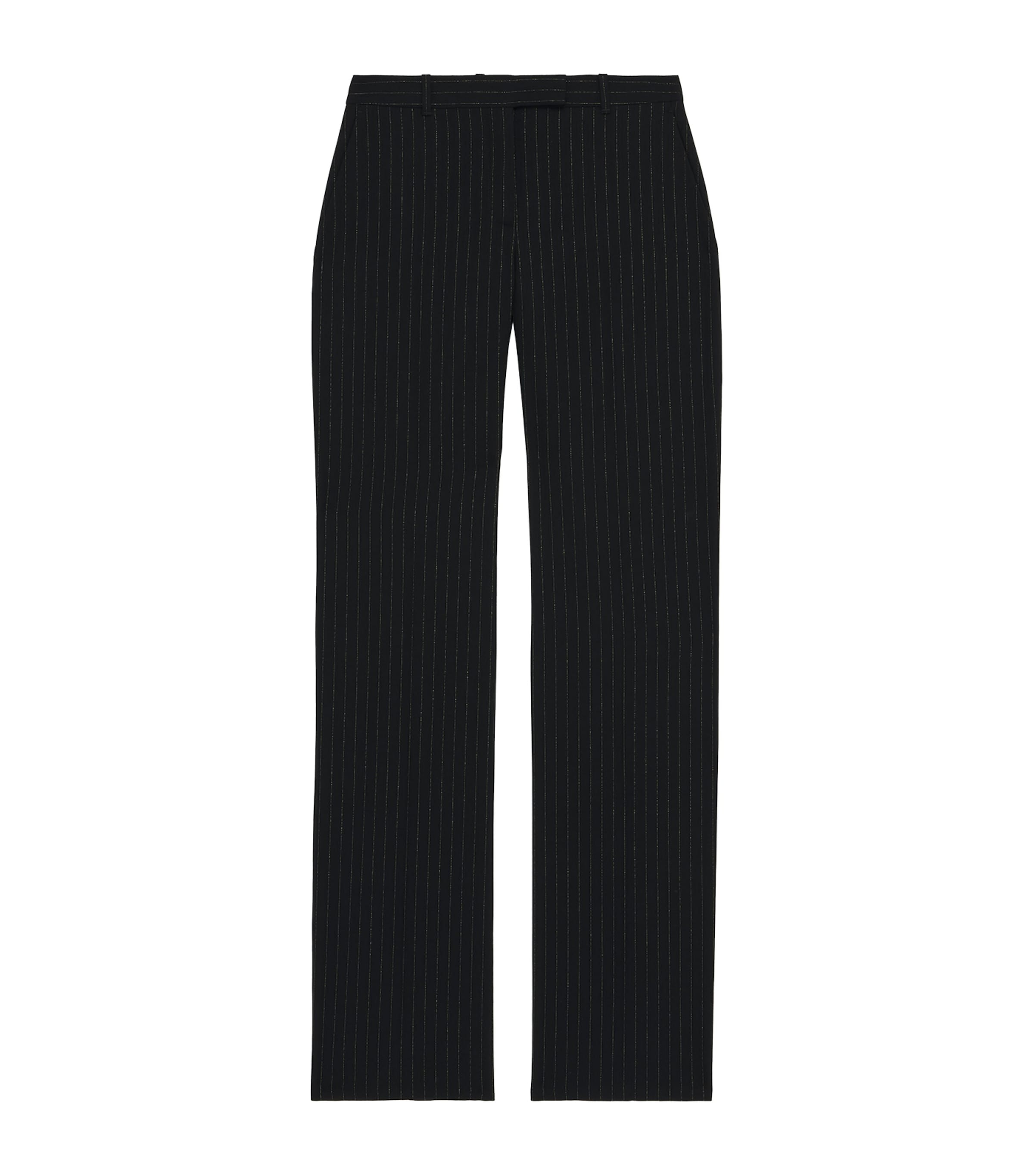 Wool Embroidered Pinstripe Trousers