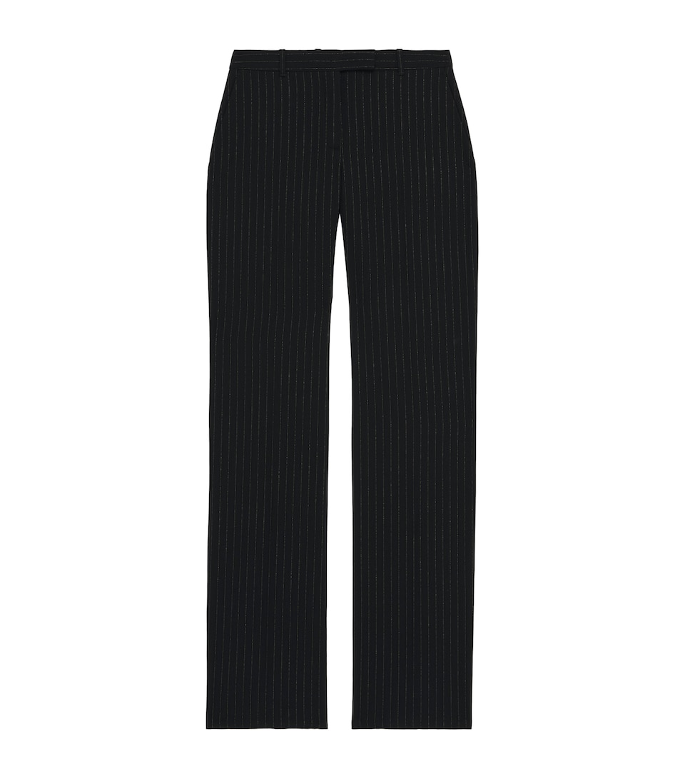 Wool Embroidered Pinstripe Trousers