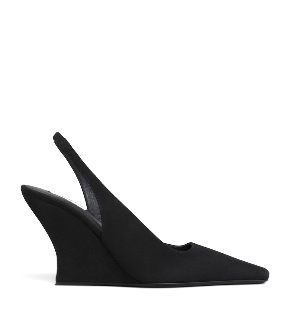 Alaïa Suede Wedge Slingback Heels 90 Noir
