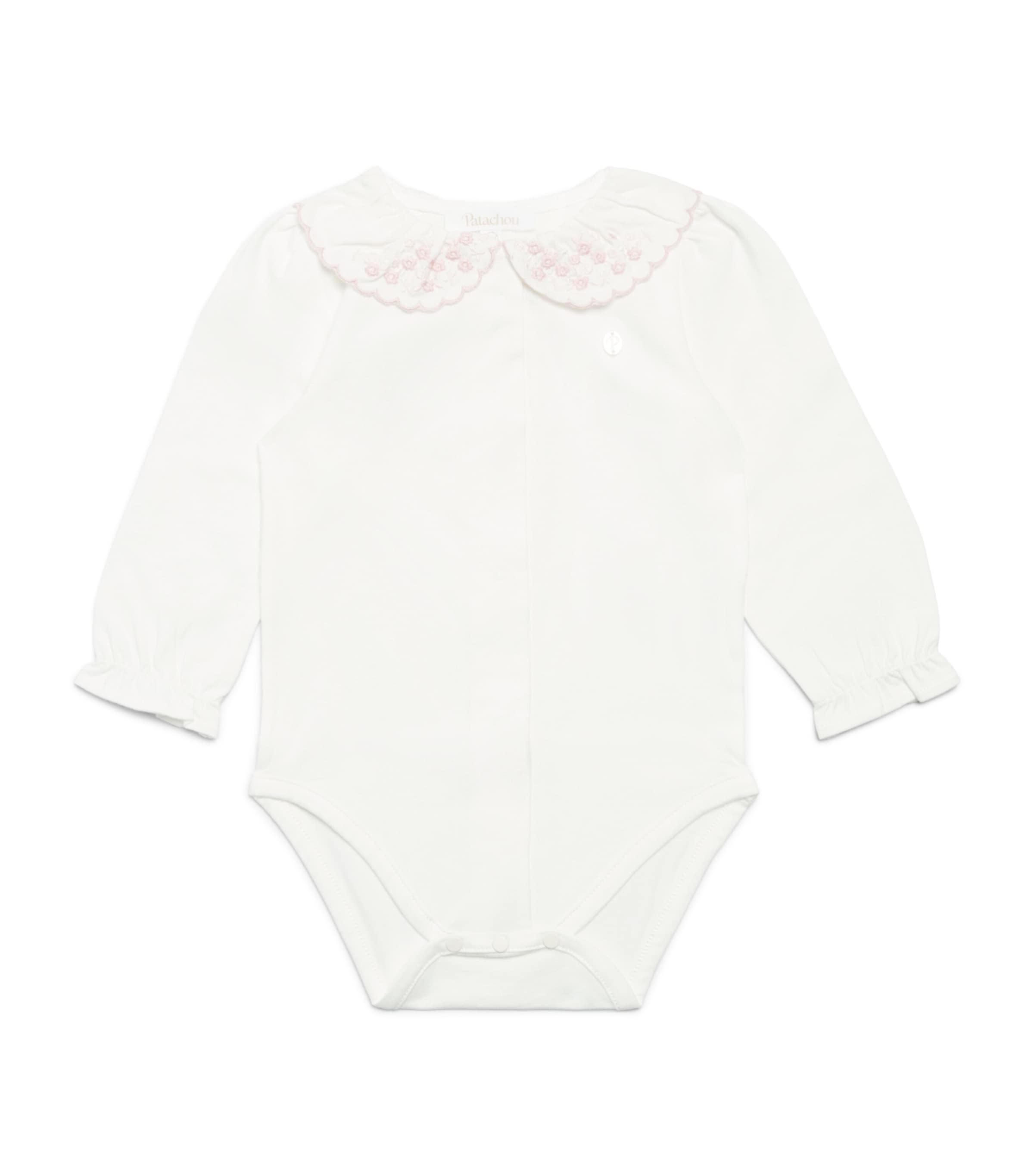 Patachou Embroidered-Collar Bodysuit (0-24 Months) Ecru