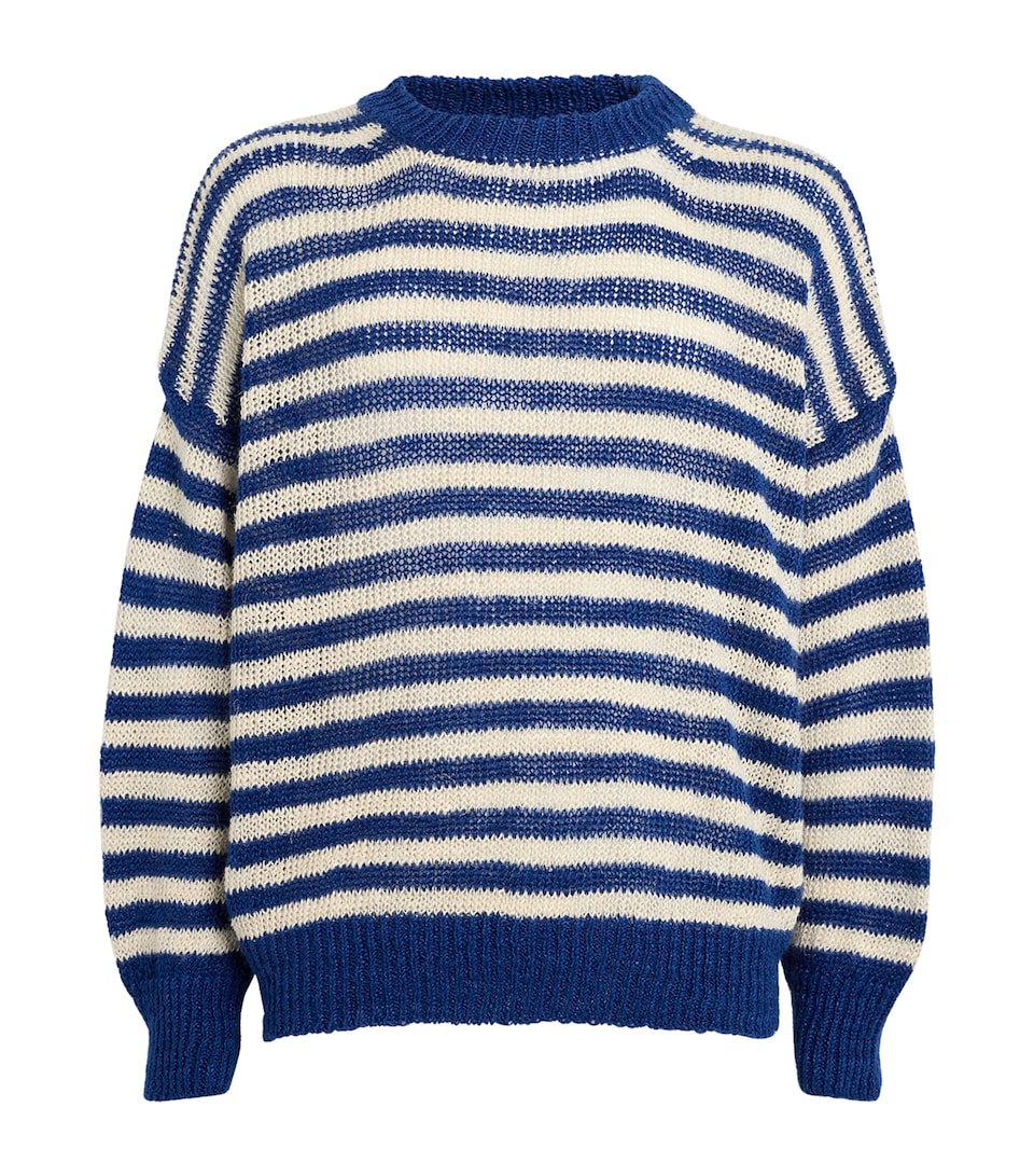 Róhe Mens Linen-Blend Striped Sweater Cobalt/cream