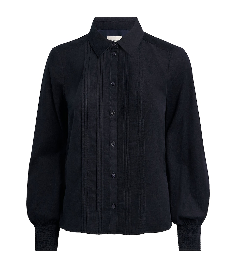 ME+EM Womens Micro-Corduroy Slim Blouse Navy