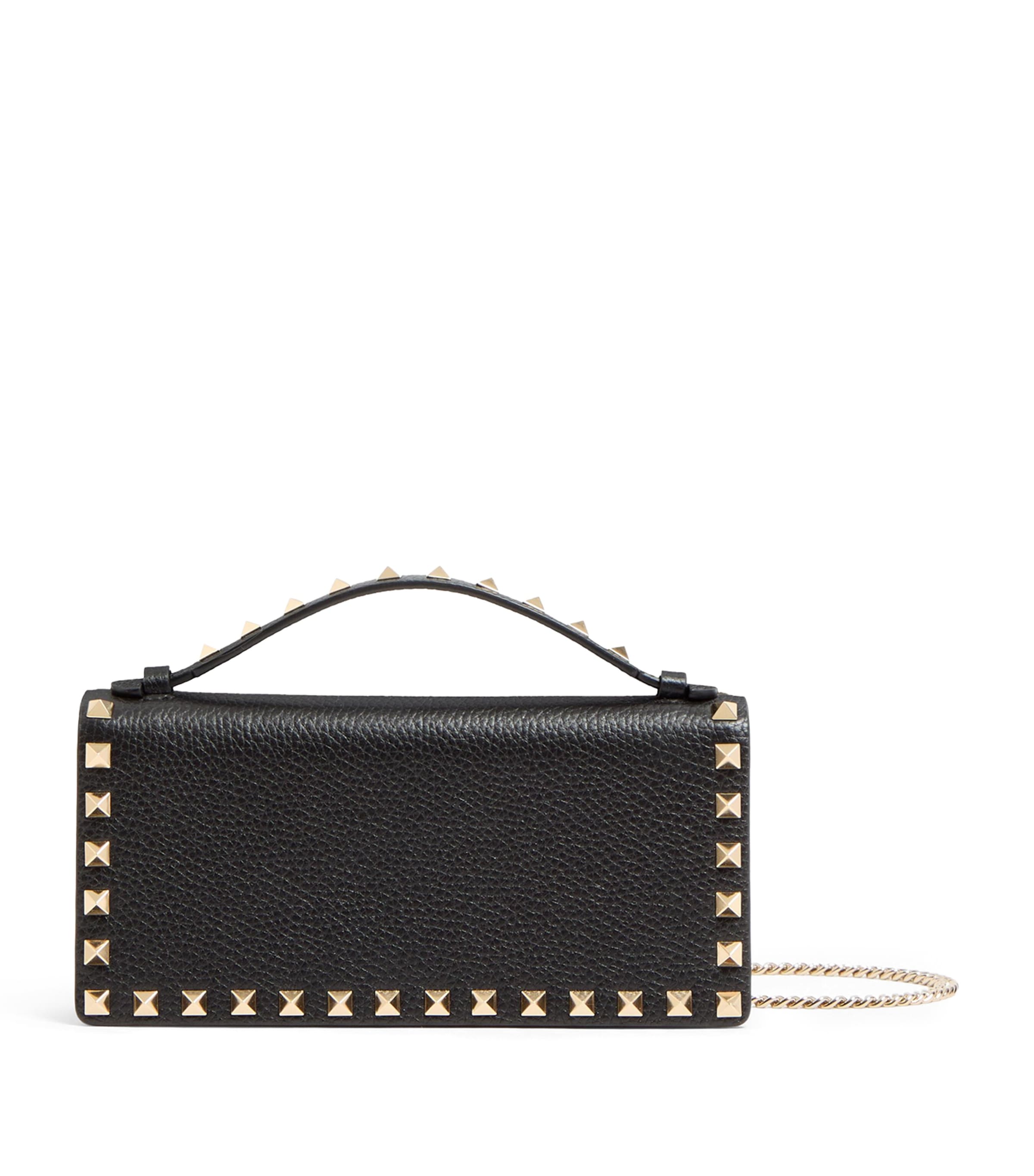 Leather Rockstud Top-Handle Wallet