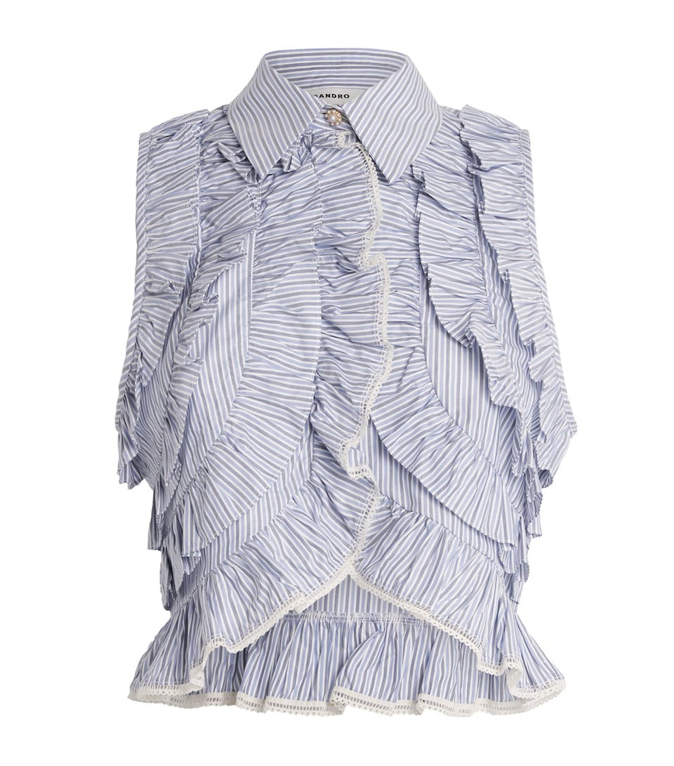 Cotton Stripe Ruffled Shirt
