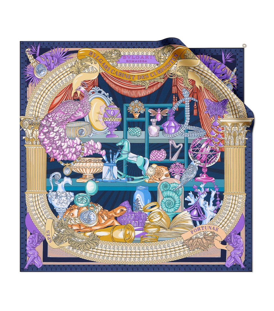 Bvlgari Silk Curiosity Scarf Blue Medium
