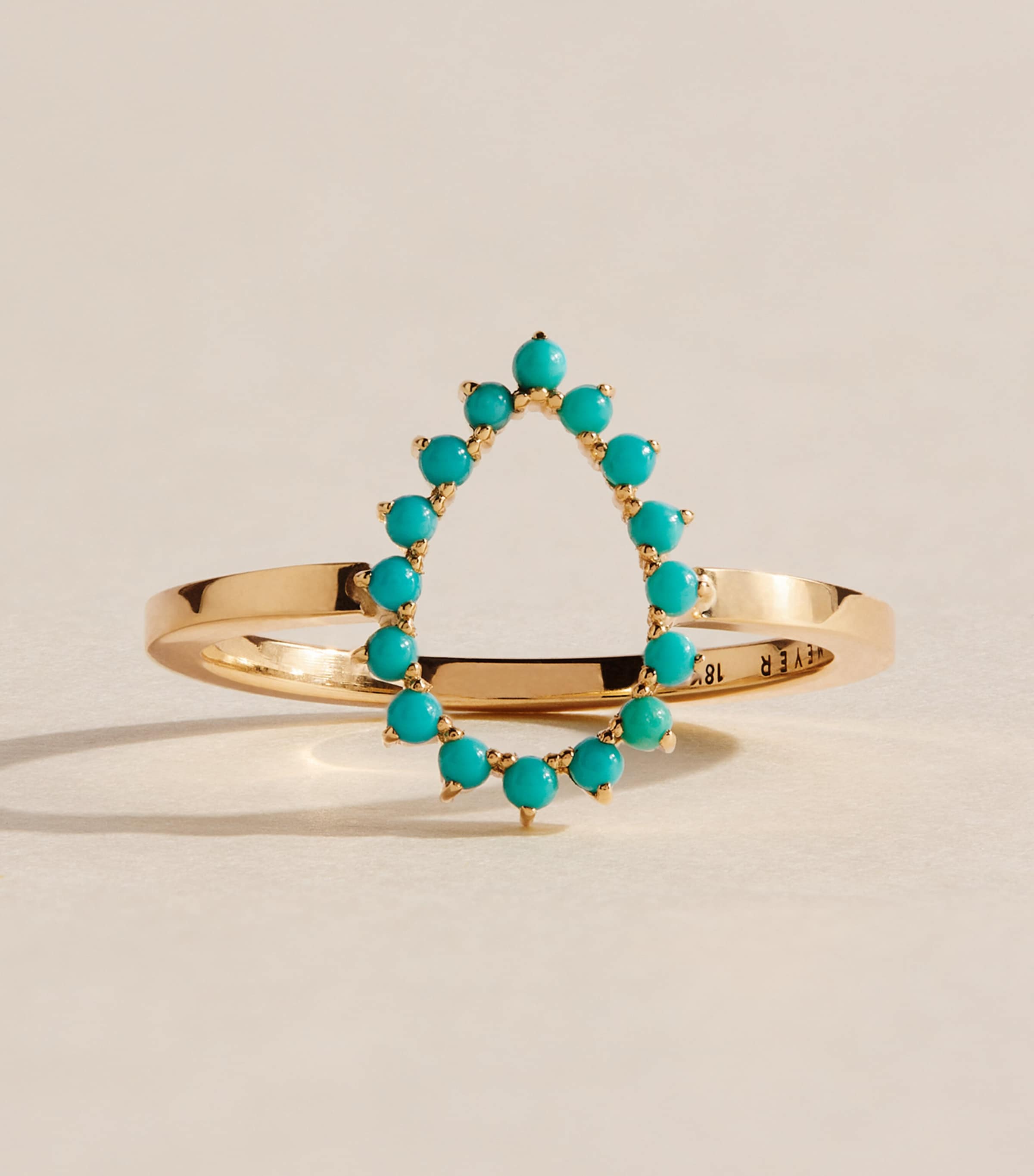 Jennifer Meyer Mini Yellow Gold and Turquoise Teardrop Ring Yellow Gold