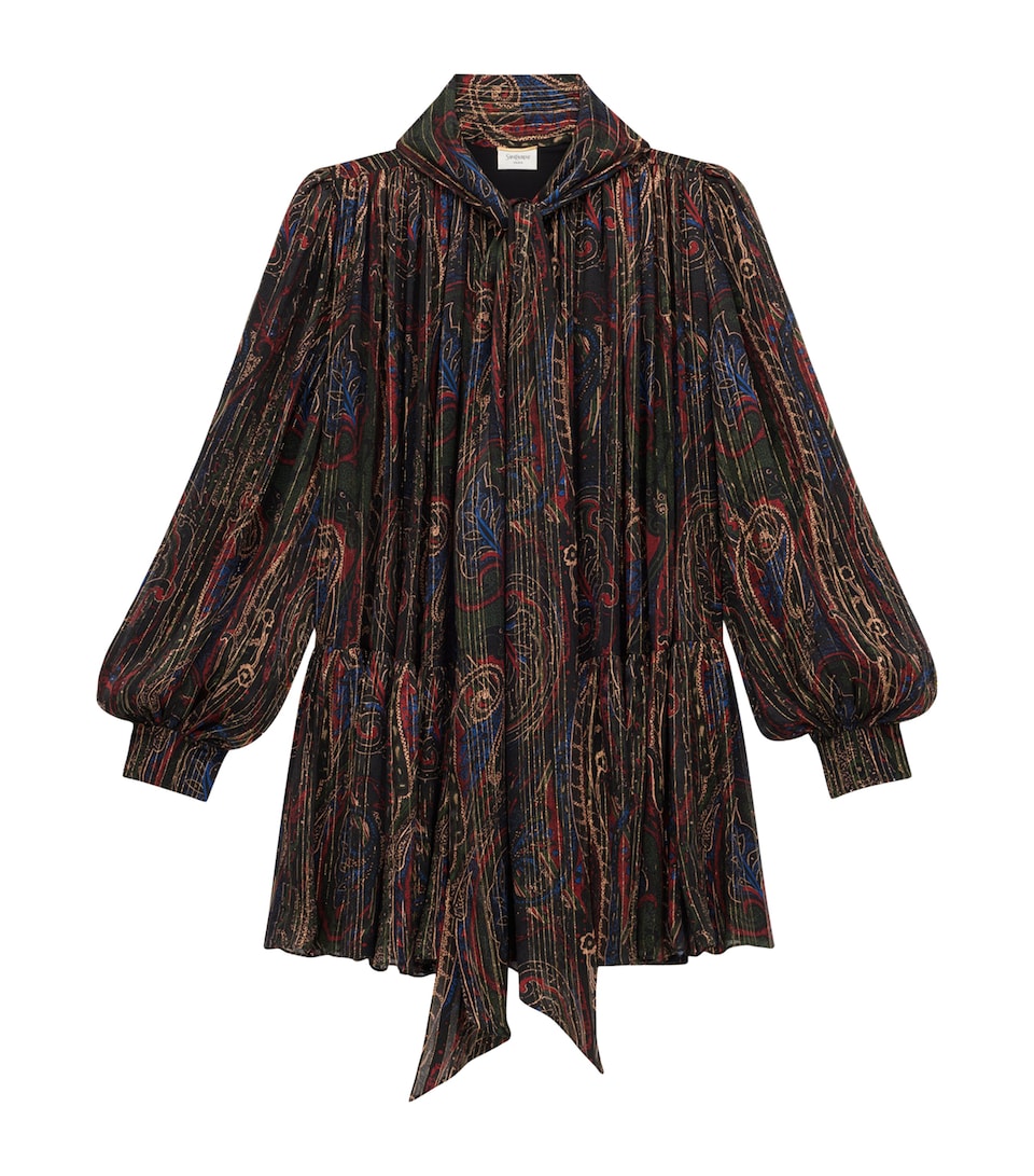 Silk-Blend Patterned Mini Dress