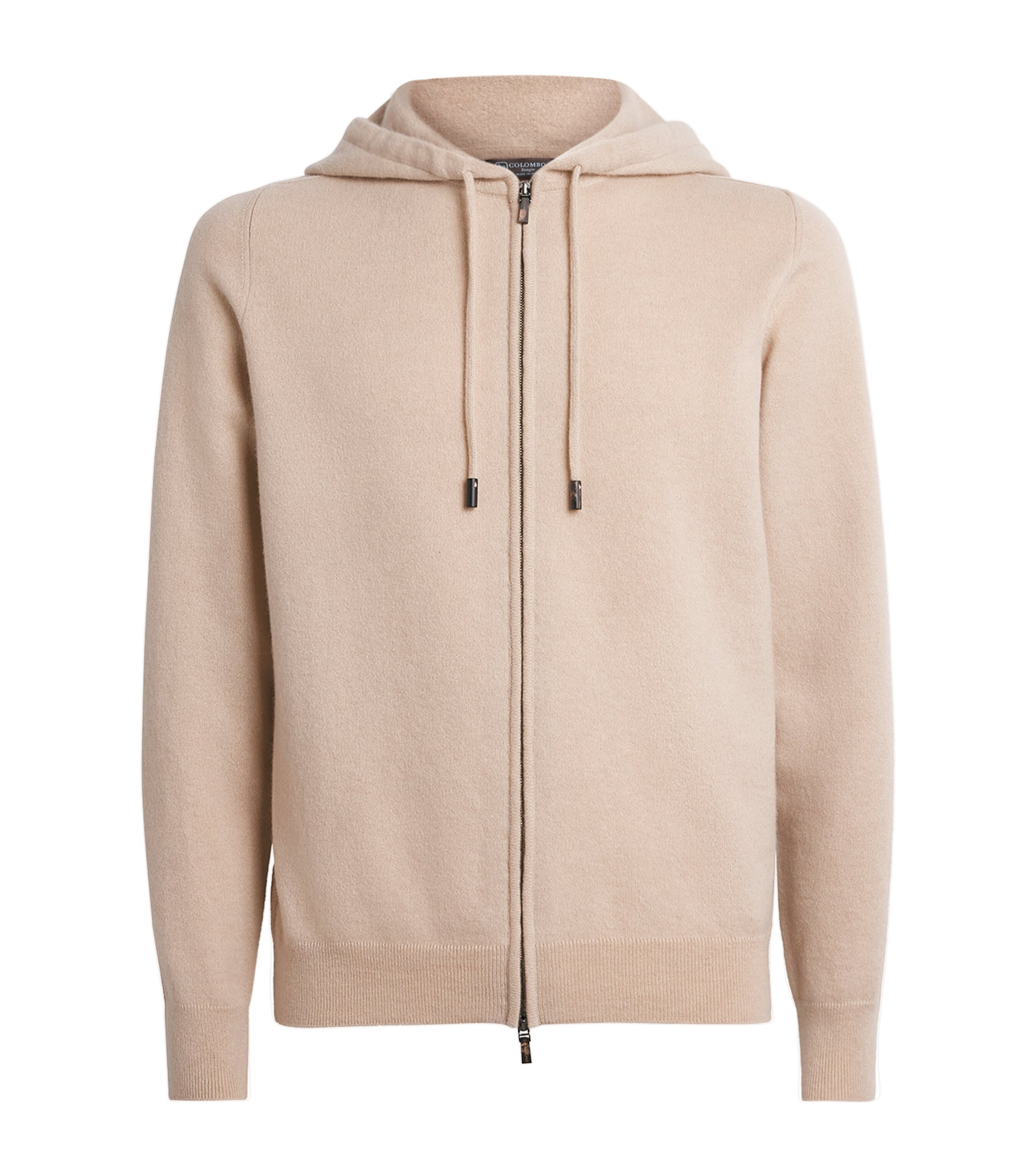 Colombo Mens Cashmere Zip-Up Hoodie Beige