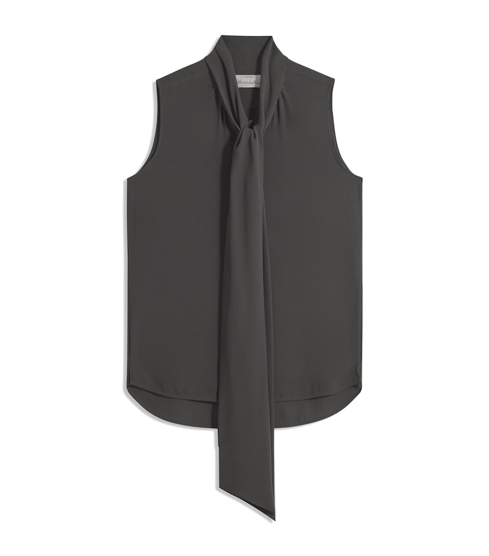 Schiaparelli Womens Silk Lavallière Top Black