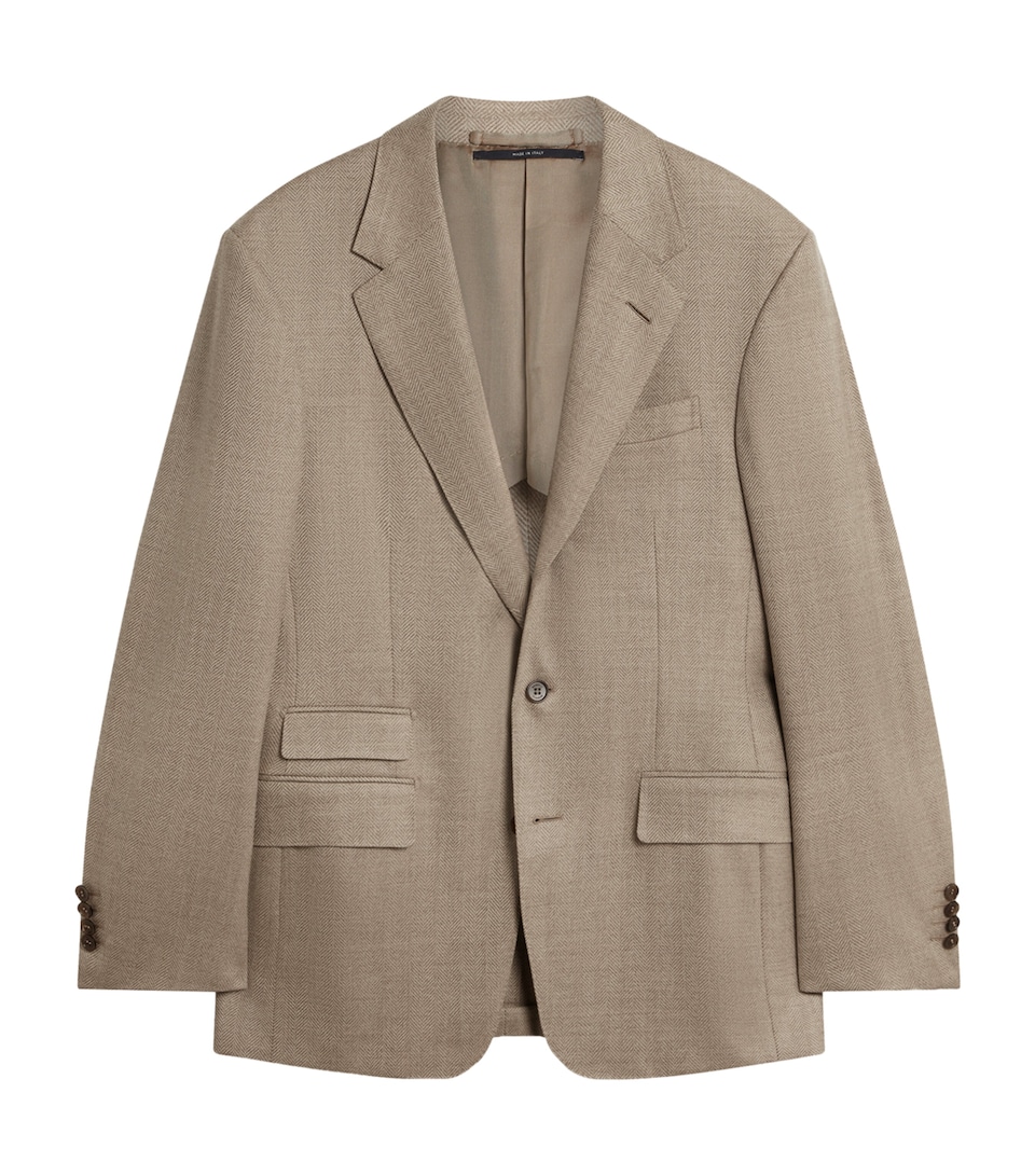 Wool Flannel Herringbone Bourdon Blazer