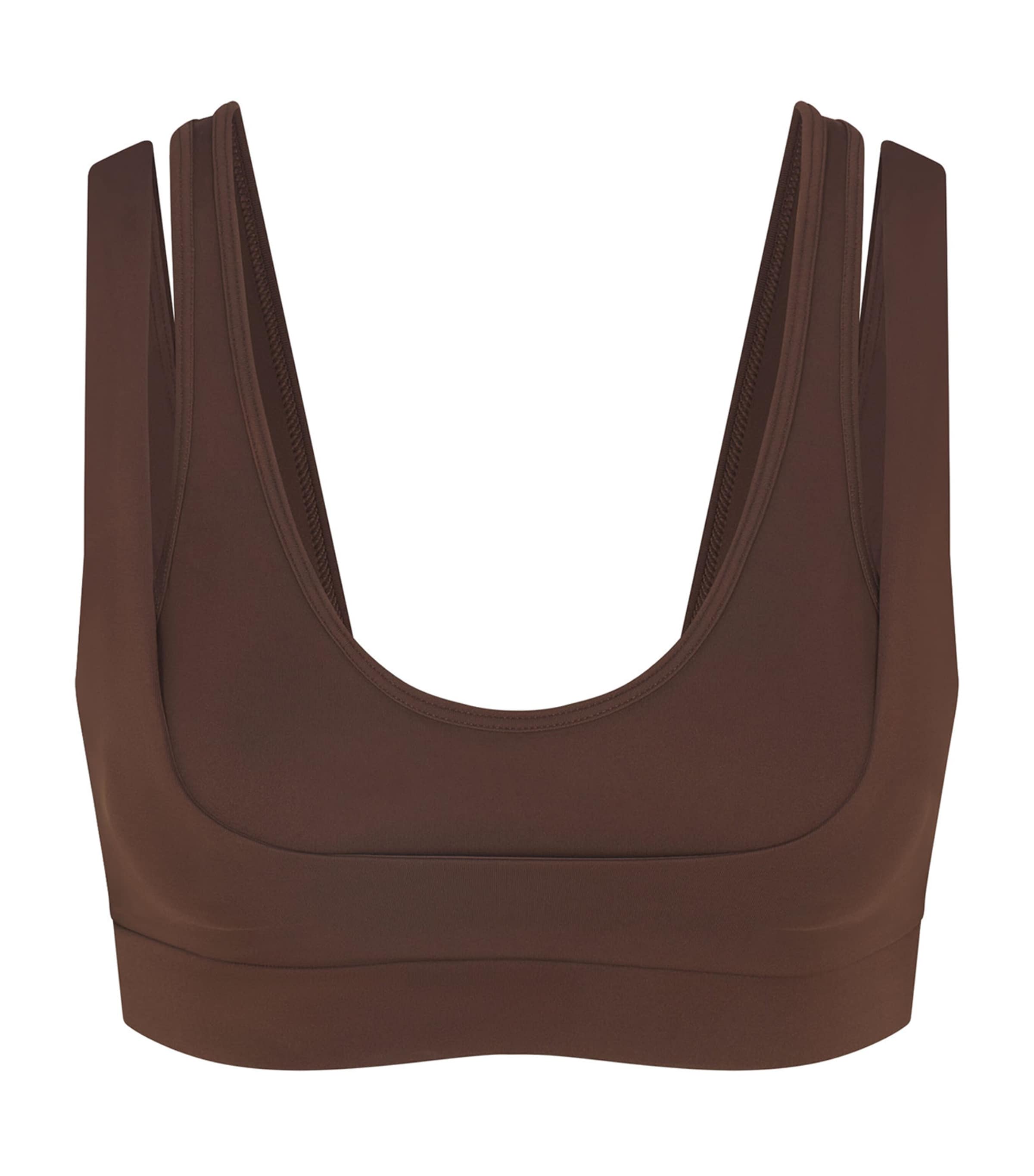 NikeSKIMS Womens NikeSKIMS Double Strap Scoop Sports Bra Dark Sepia
