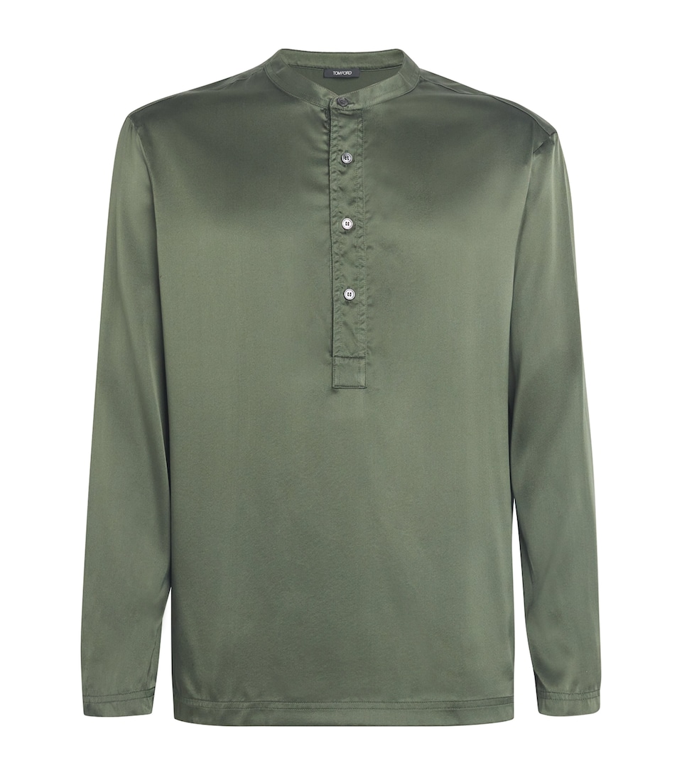 Silk-Blend Henley T-Shirt