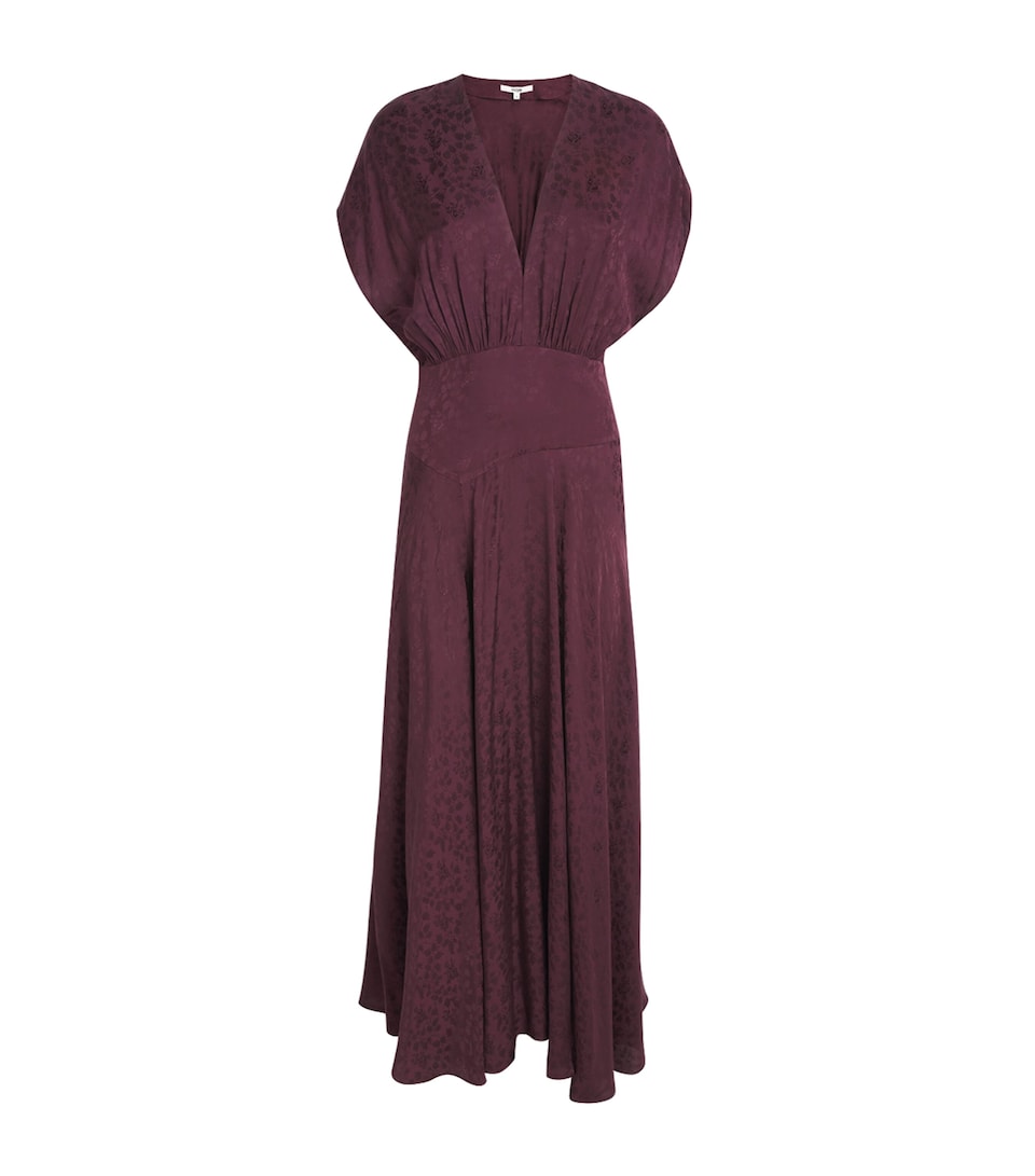 Maje Womens Jacquard Maxi Dress Burgundy