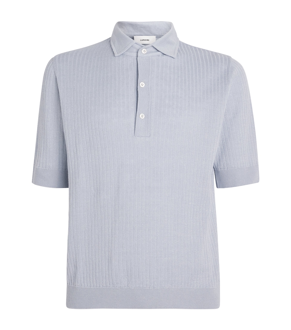 Linen-Cotton Ribbed Polo Shirt