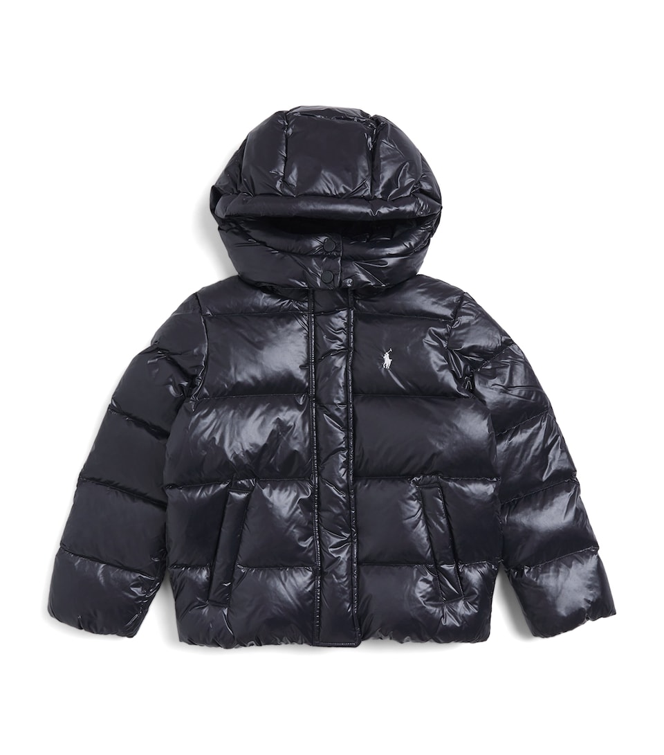 Ralph Lauren Kids Down Polo Pony Puffer Coat (7-14 Years) Polo Blk W/ White Pp