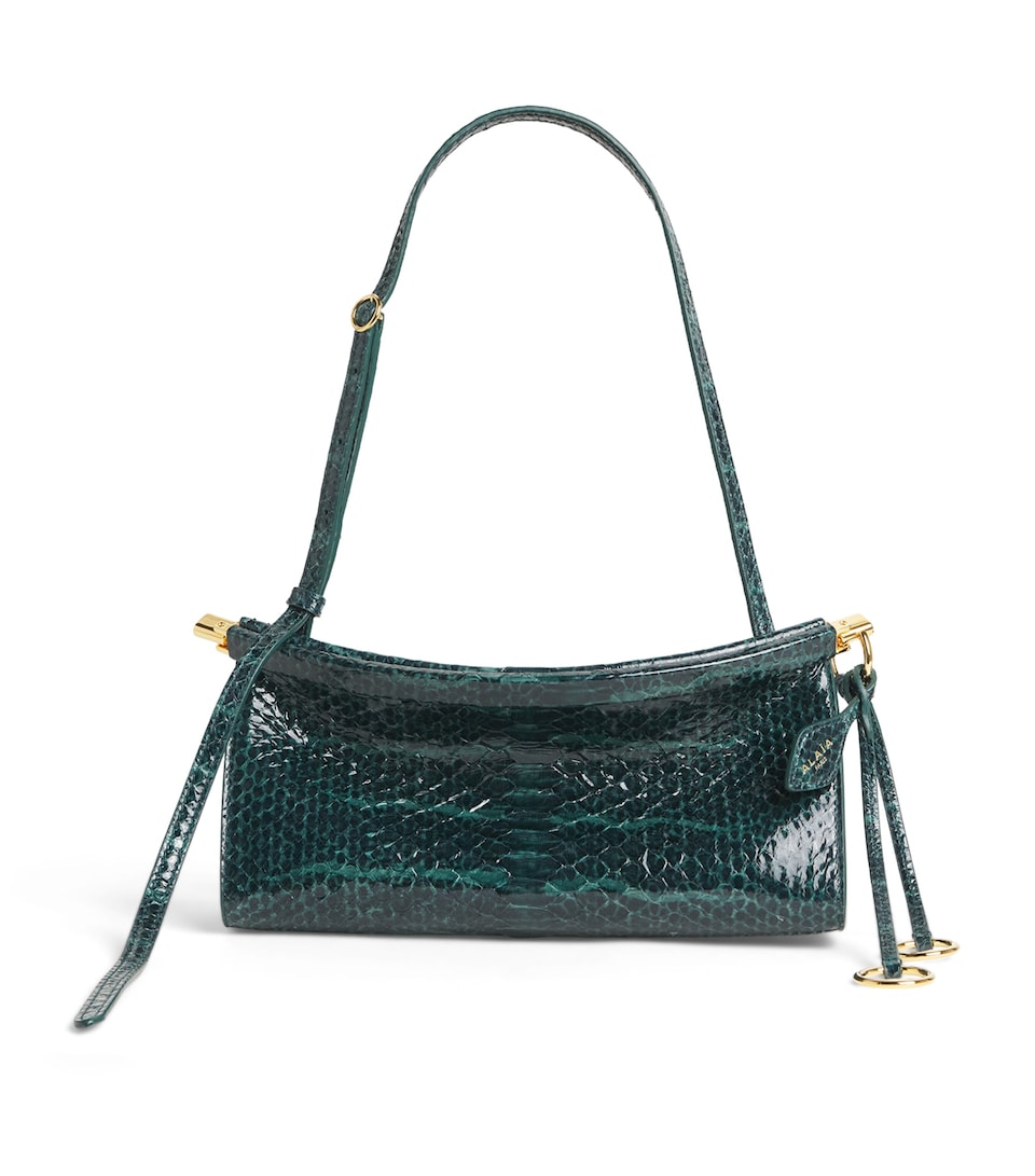 Alaïa Small Snakeskin Le Click East West Shoulder Bag Bleu Paon