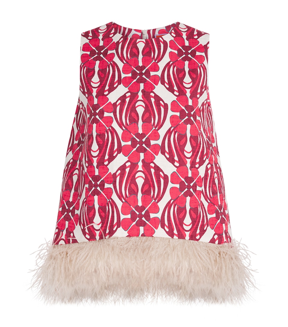 Ostrich Feather-Trim La Scala Top