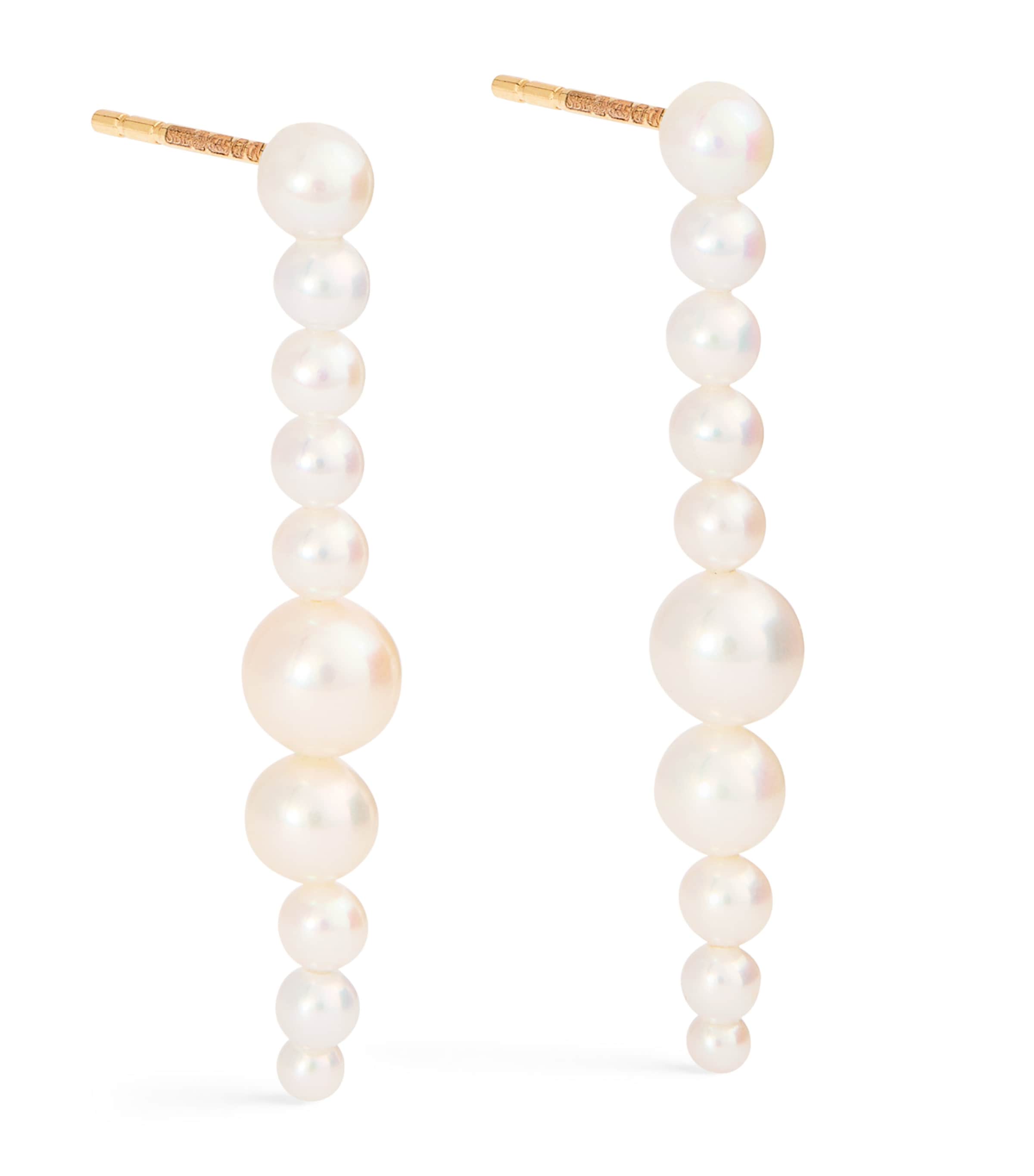 Yellow Gold and Pearl Sienna Moon Earrings