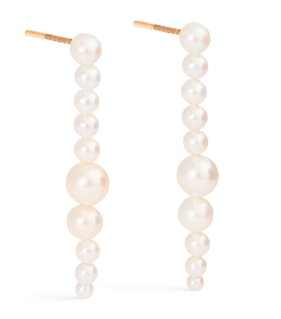 Yellow Gold and Pearl Sienna Moon Earrings