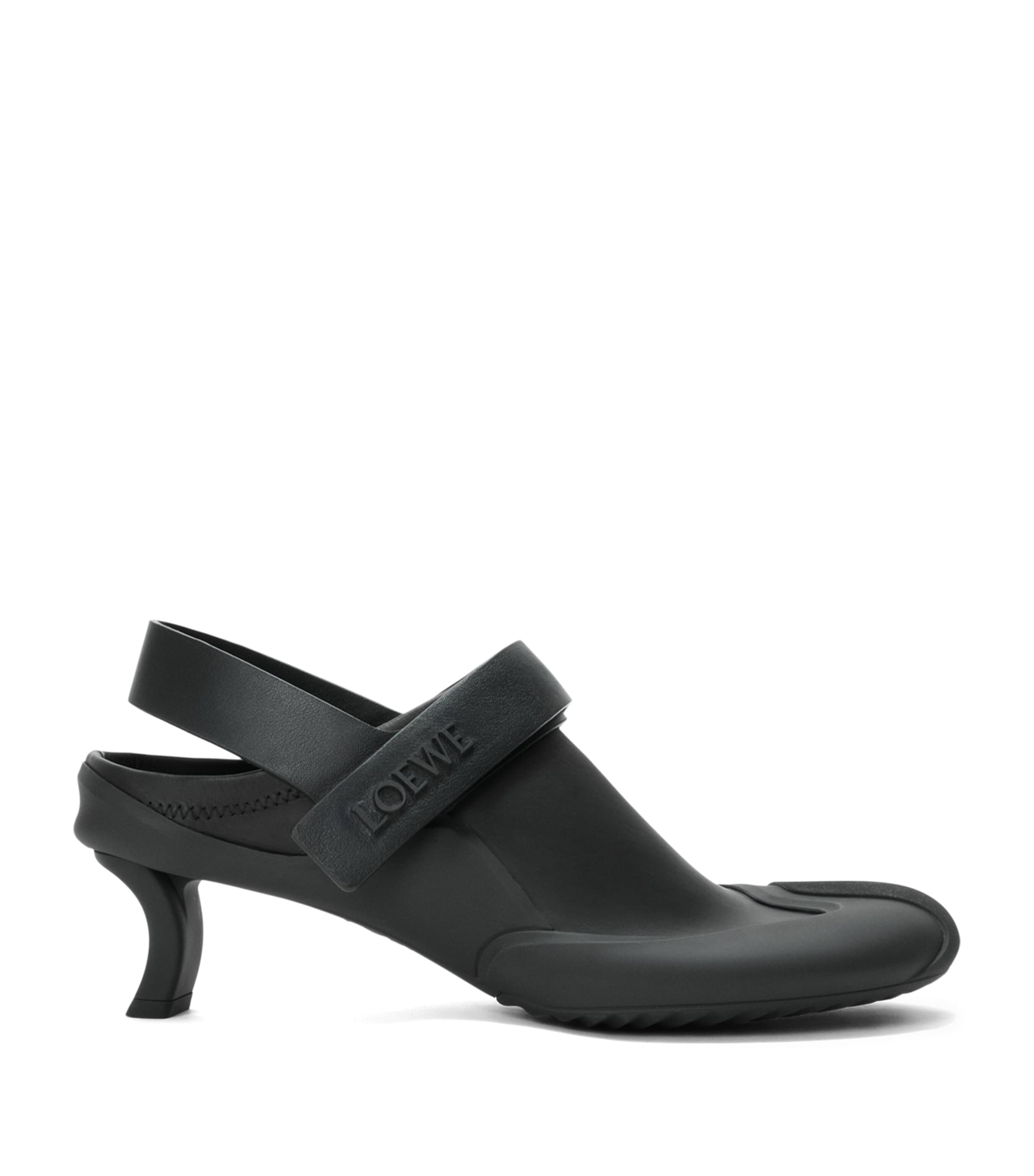LOEWE Leather Dive Slingback Mules 45 Black
