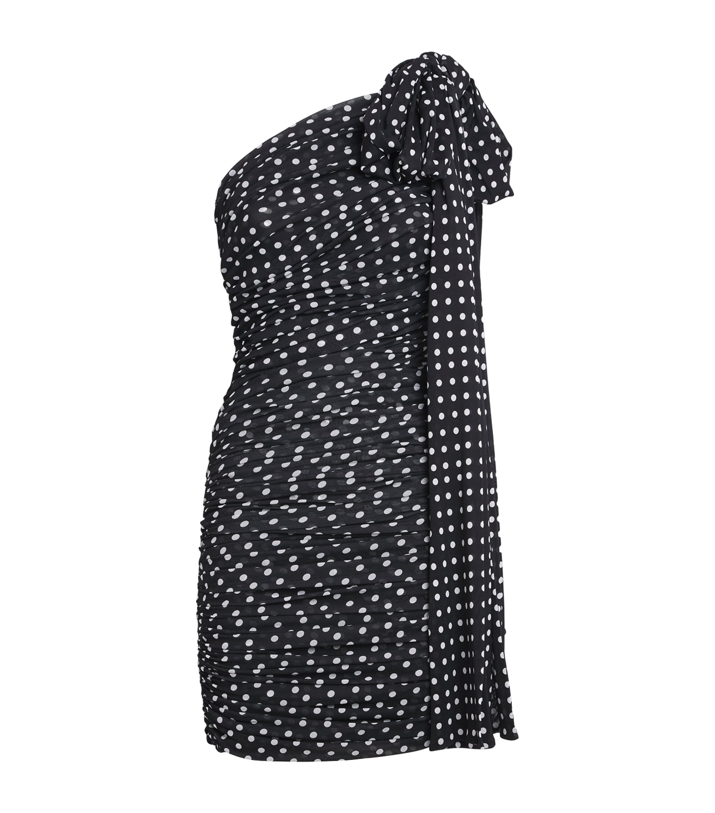 Patou Womens Polka-Dot Asymmetric Mini Dress Nghtblue Plkadt
