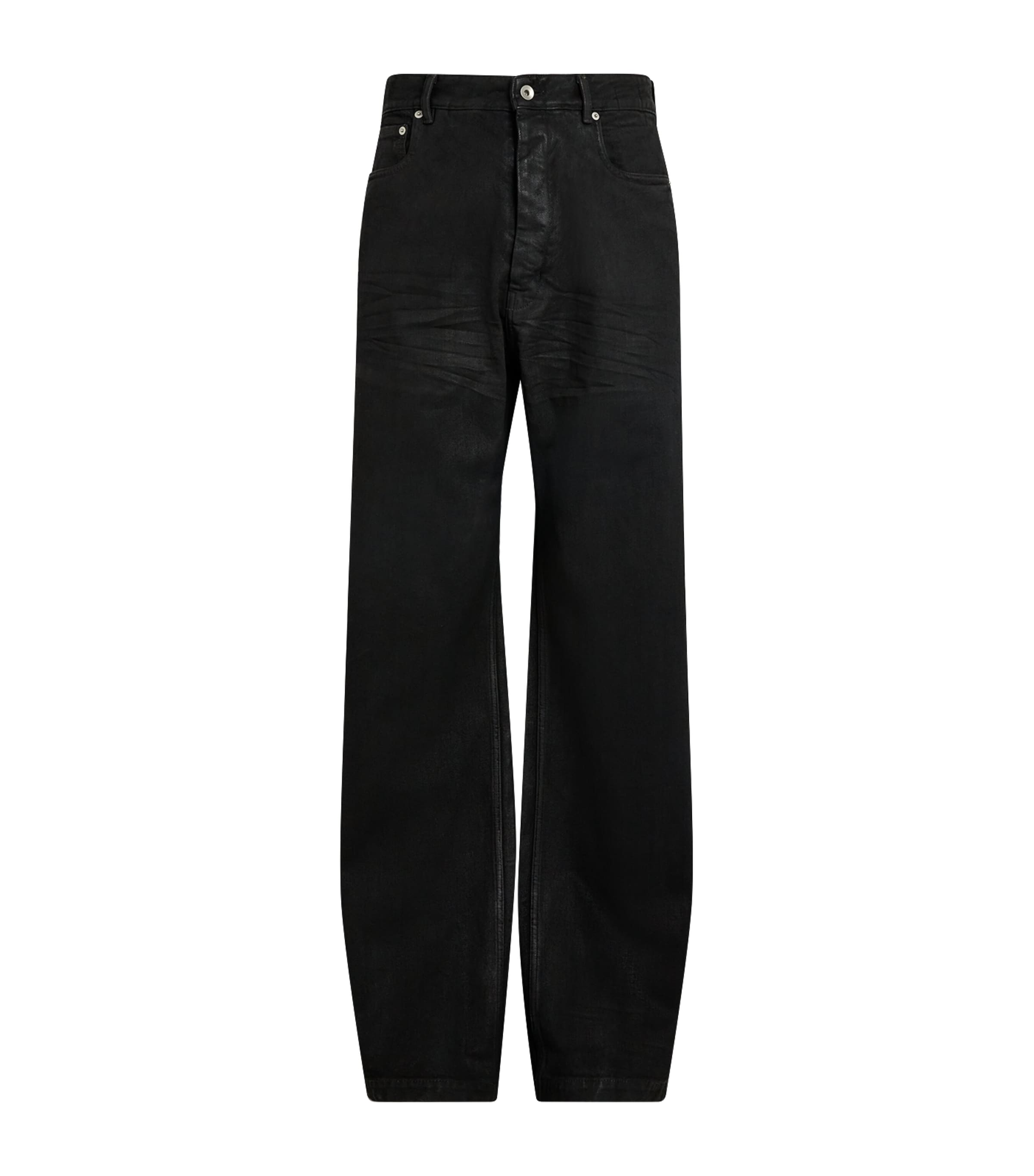 Rick Owens Mens Geth Wide-Leg Jeans Black Wax