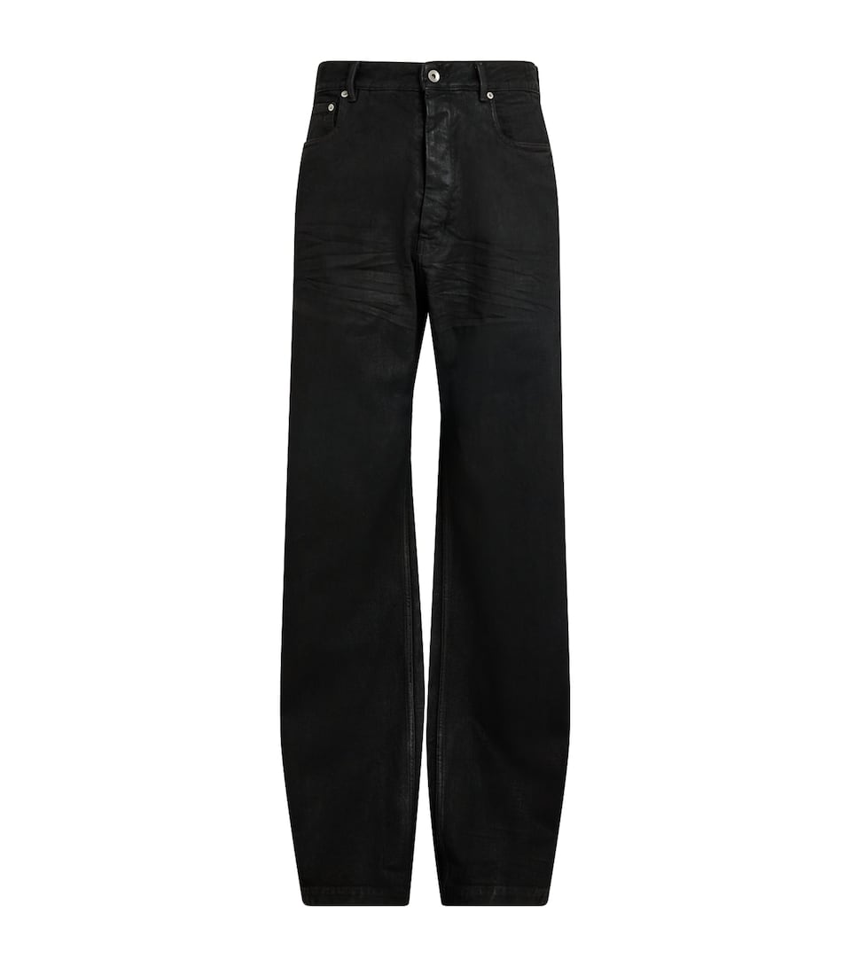 Rick Owens Mens Geth Wide-Leg Jeans Black Wax