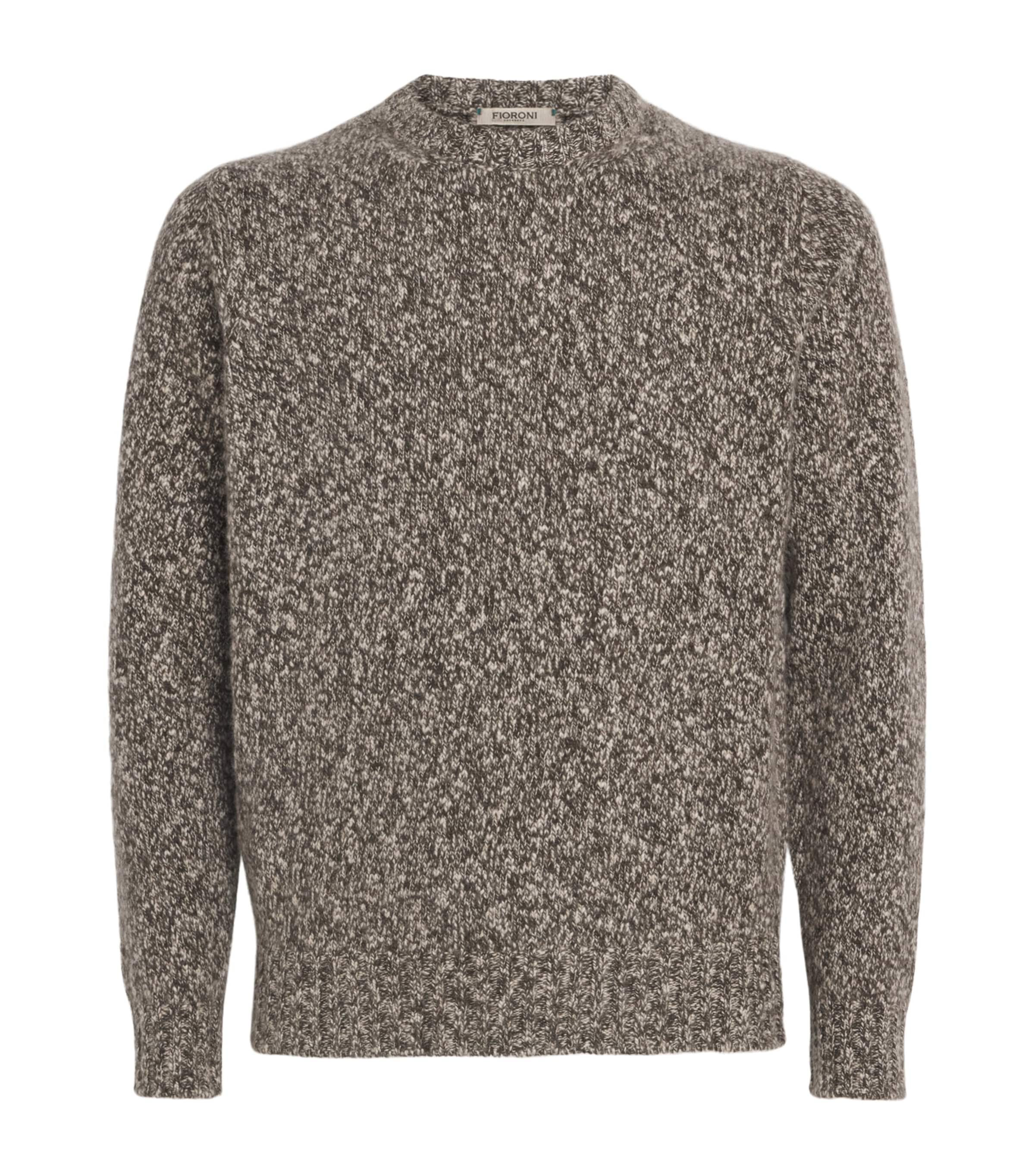 Fioroni Cashmere Mens Cashmere Bouclé Crew-Neck Sweater T.mor