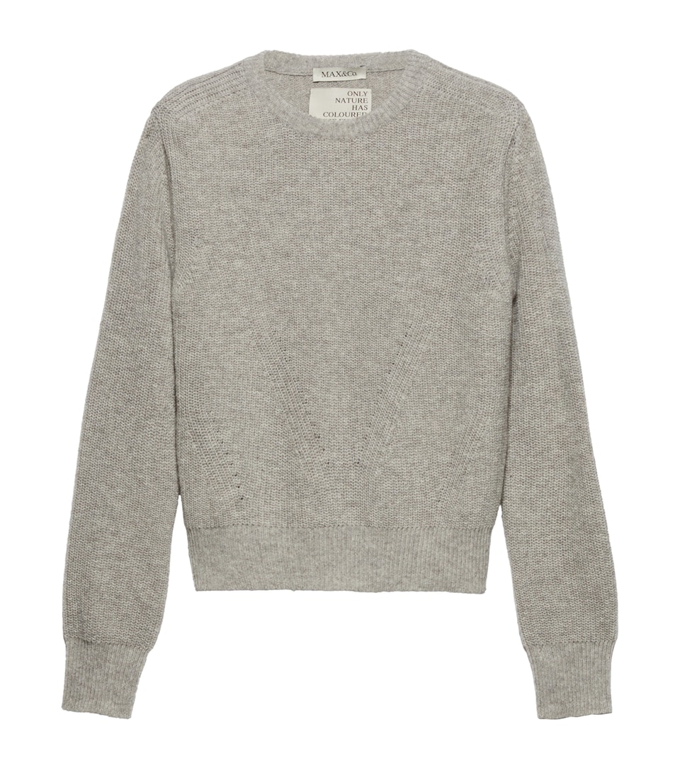 MAX&Co. Womens Cotton-Blend Rib-Knit Sweater Sand