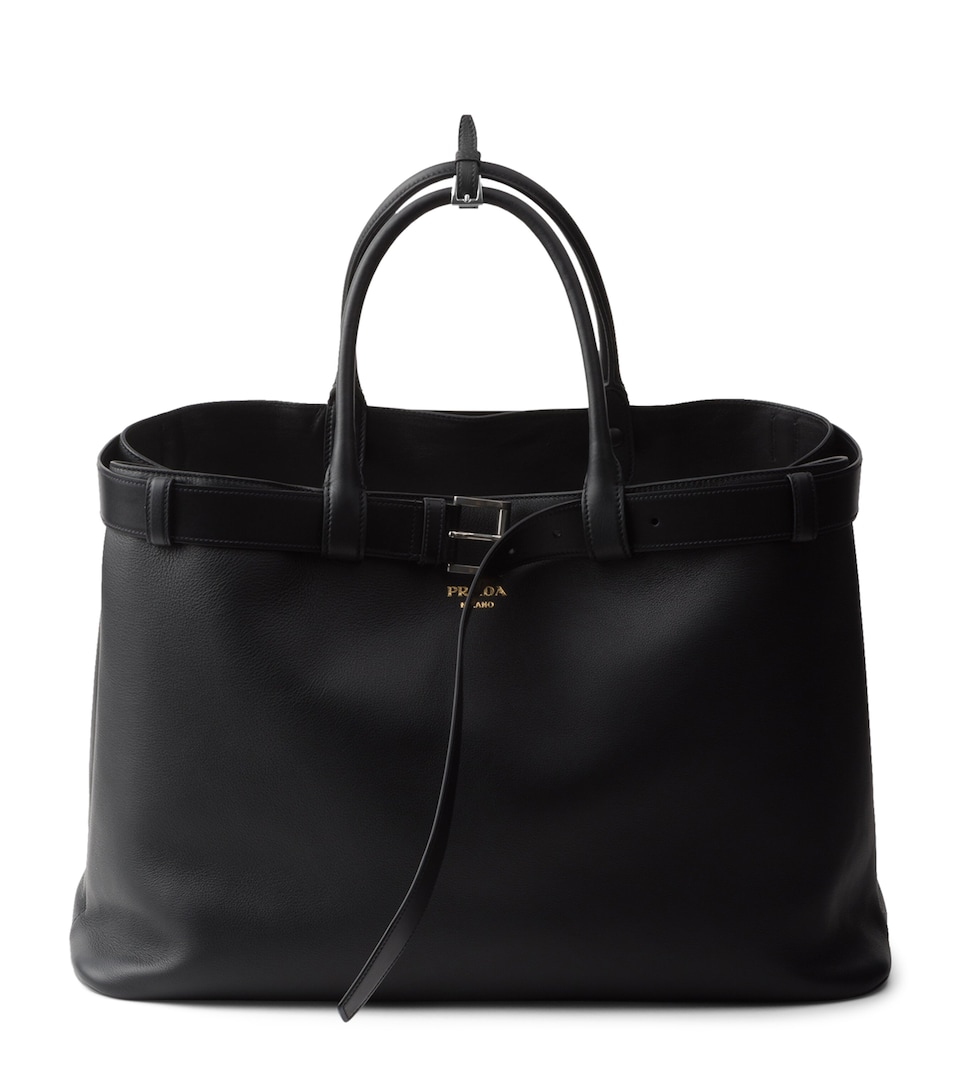 Leather Buckle Tote Bag