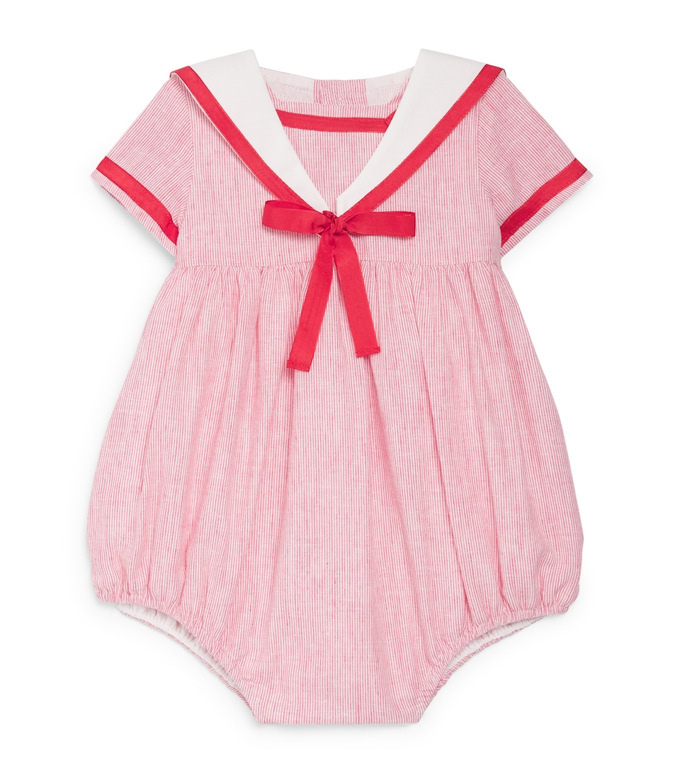 PEPA LONDON Stripe Mariner Collar Playsuit (6-24 Months) Red