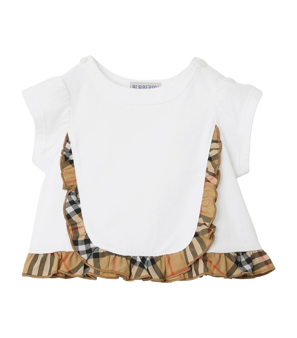 Stretch-Cotton Check-Ruffle T-Shirt (6 Months-3 Years)